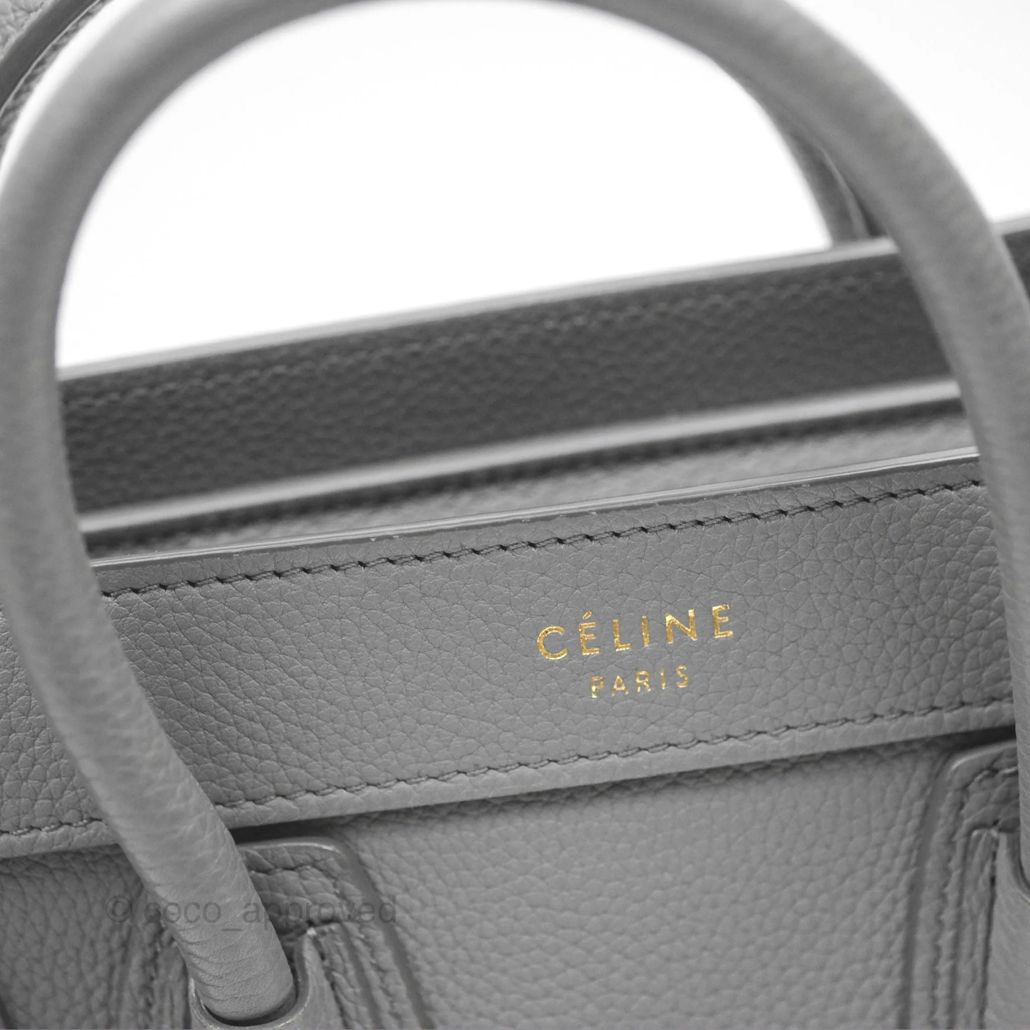 Celine Nano Luggage Bag Grey Drummed Calfskin
