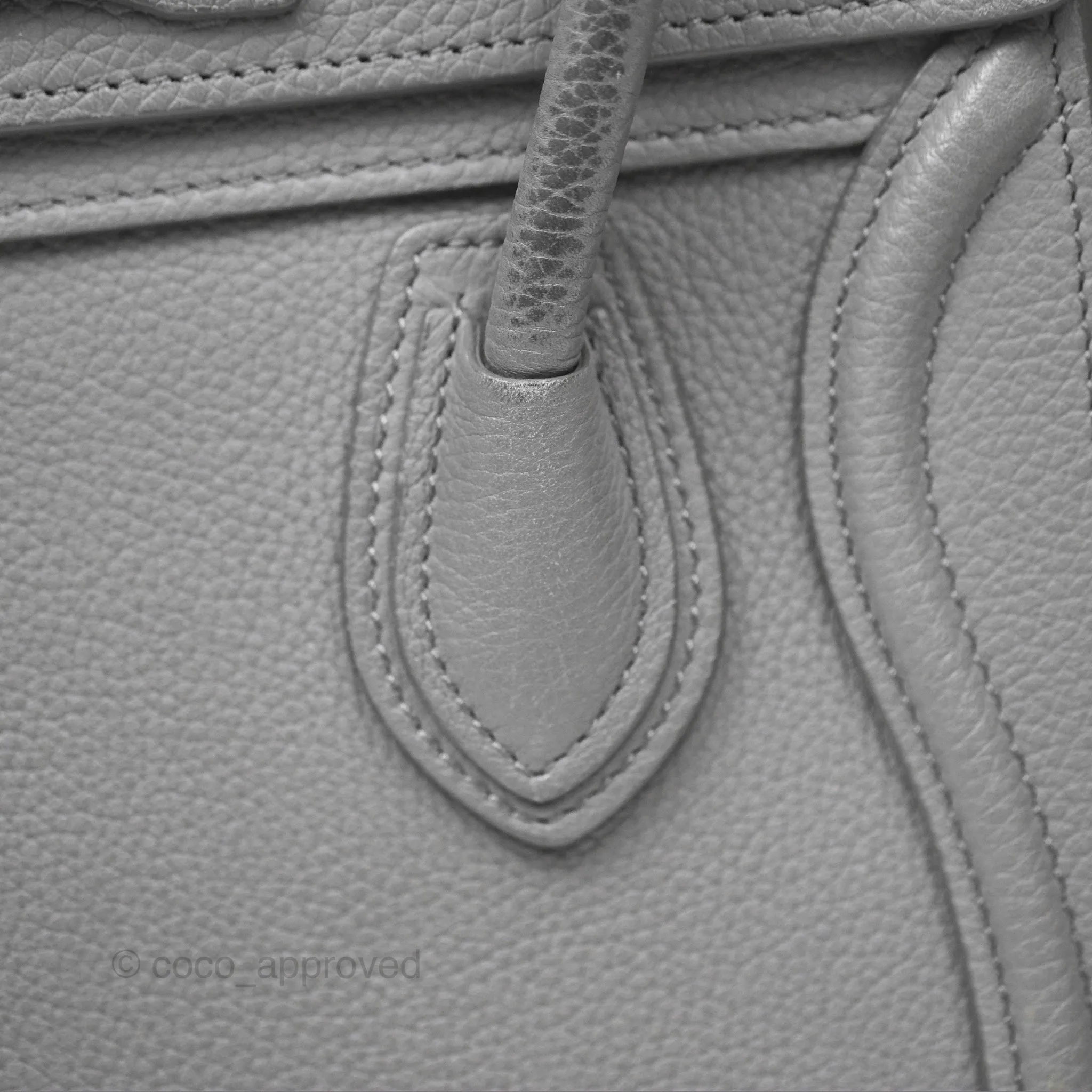 Celine Nano Luggage Bag Grey Drummed Calfskin