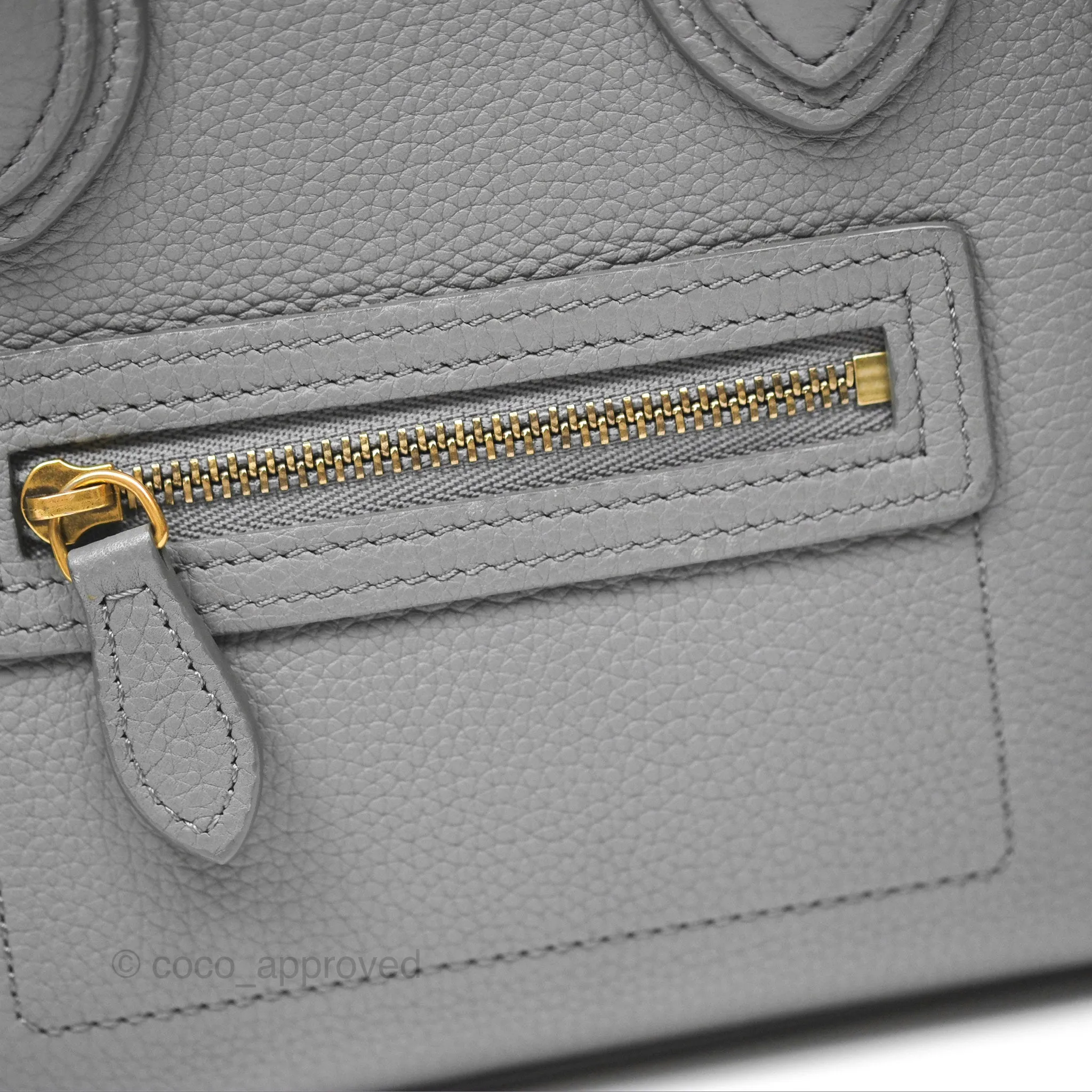Celine Nano Luggage Bag Grey Drummed Calfskin