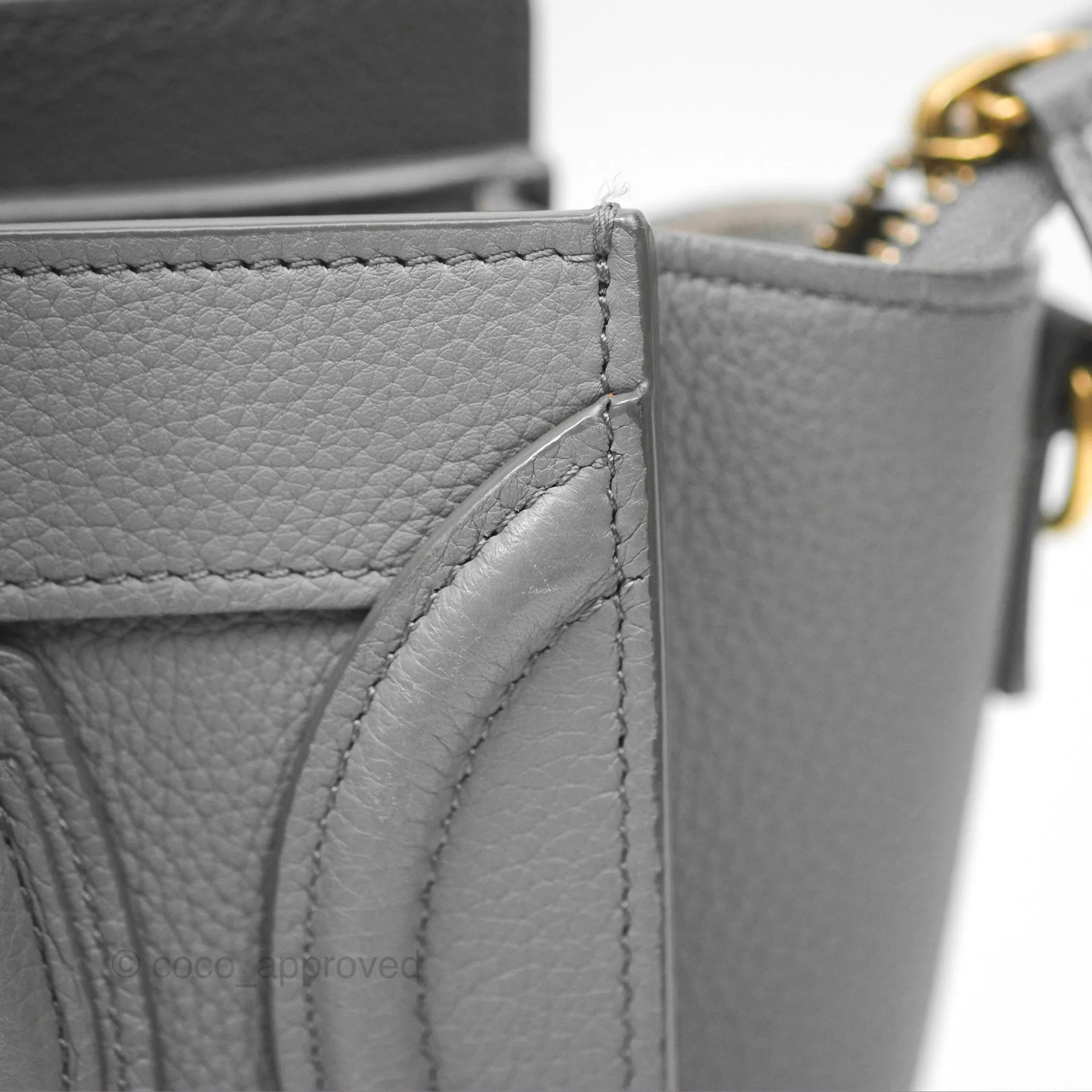 Celine Nano Luggage Bag Grey Drummed Calfskin