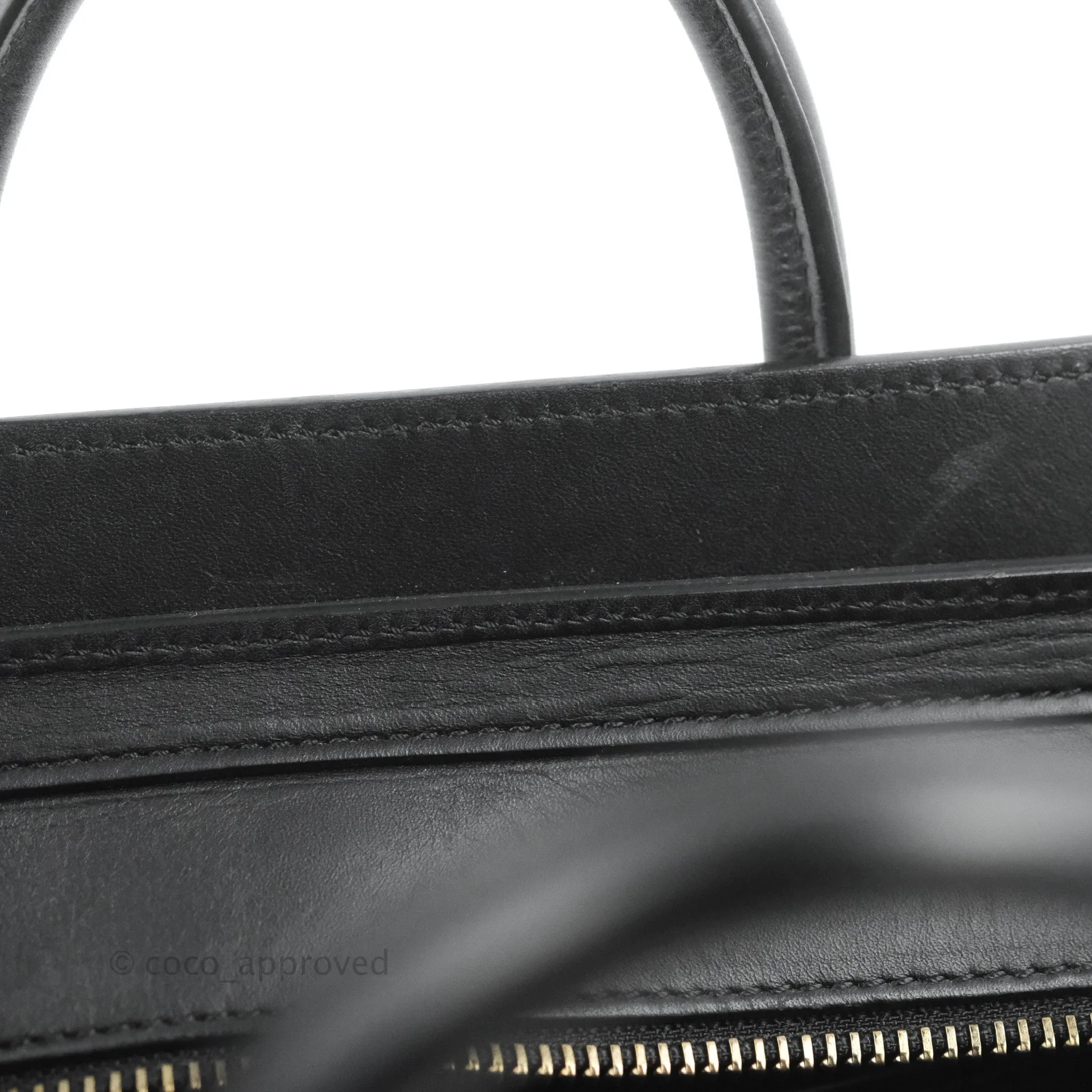 Celine Nano Luggage Bag Tricolour Dune/White/Black Grained Calfskin