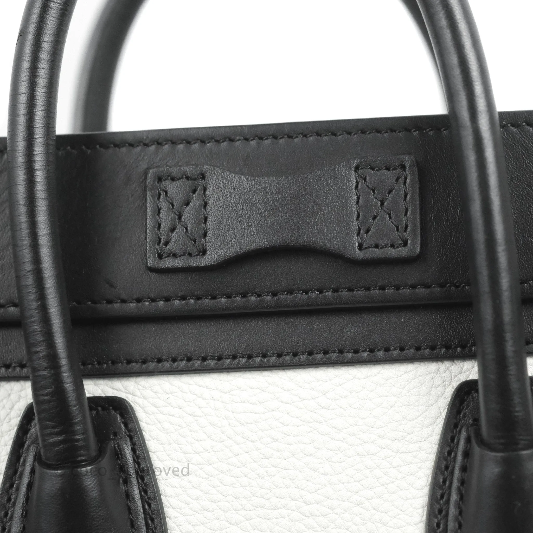 Celine Nano Luggage Bag Tricolour Dune/White/Black Grained Calfskin
