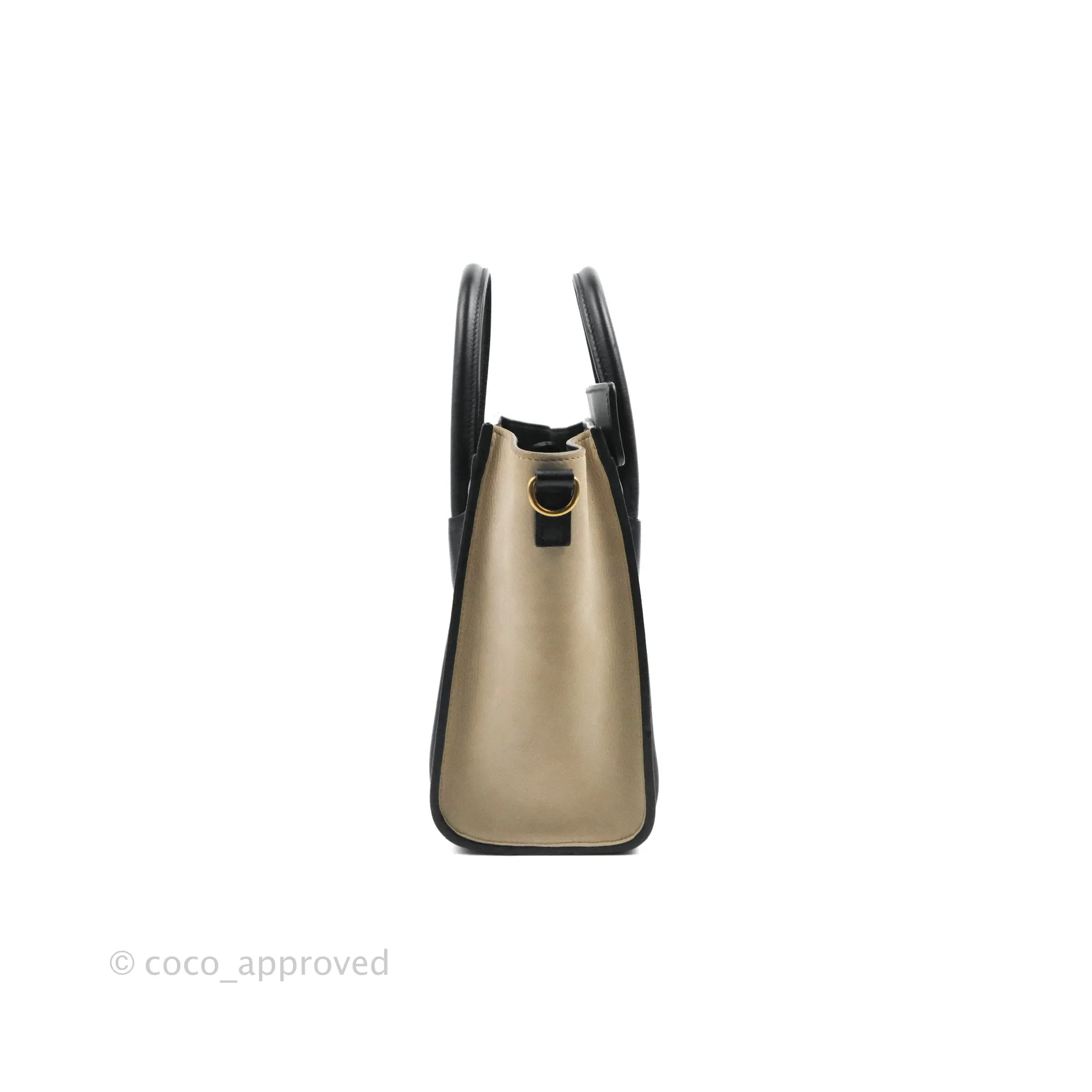 Celine Nano Luggage Bag Tricolour Dune/White/Black Grained Calfskin