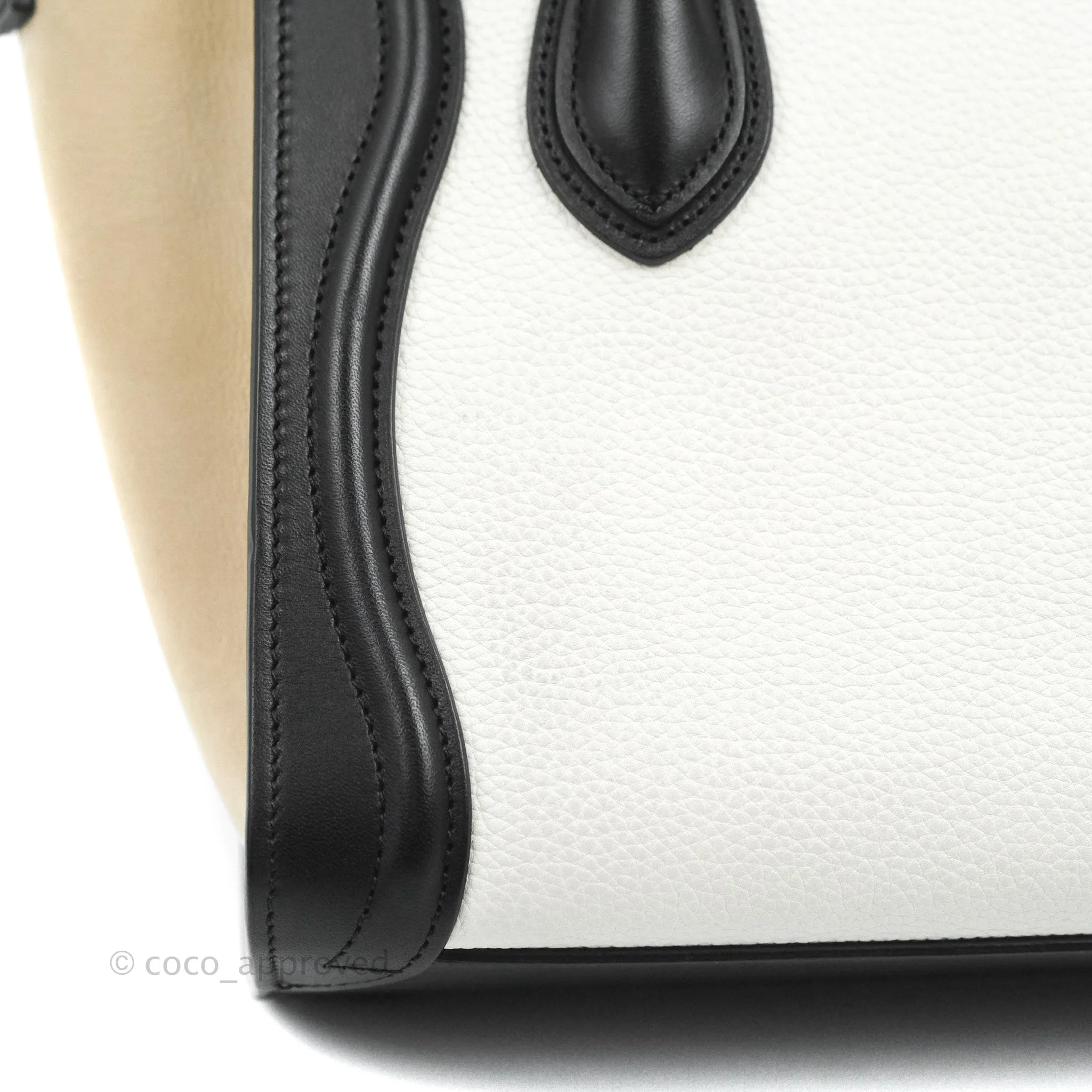 Celine Nano Luggage Bag Tricolour Dune/White/Black Grained Calfskin