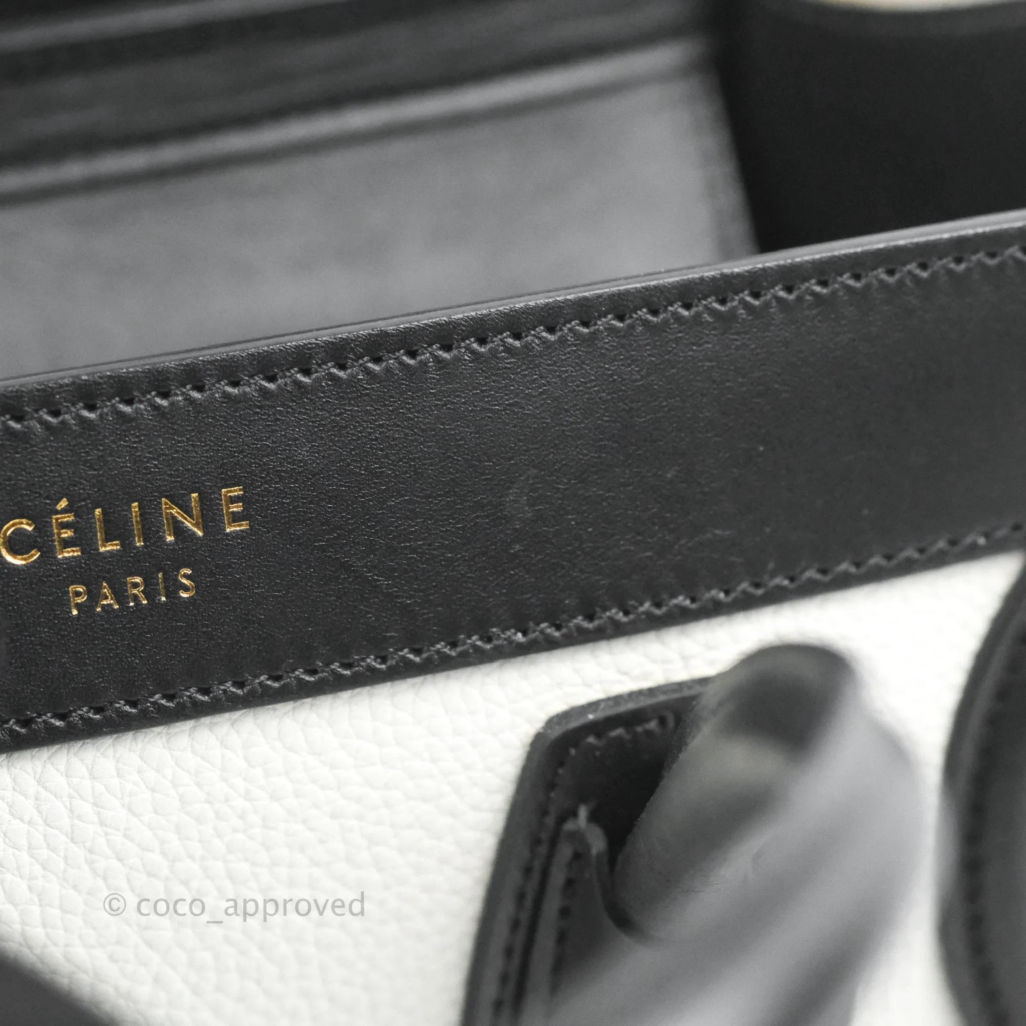 Celine Nano Luggage Bag Tricolour Dune/White/Black Grained Calfskin