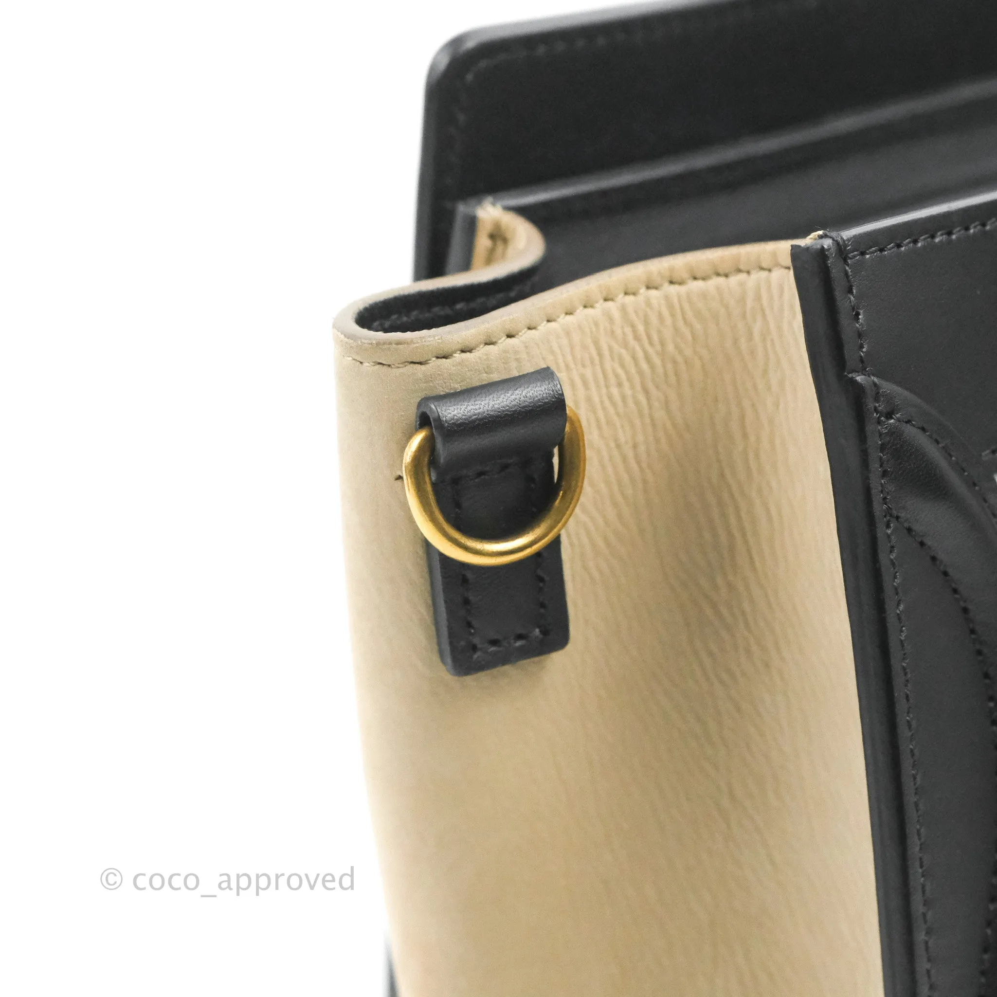Celine Nano Luggage Bag Tricolour Dune/White/Black Grained Calfskin