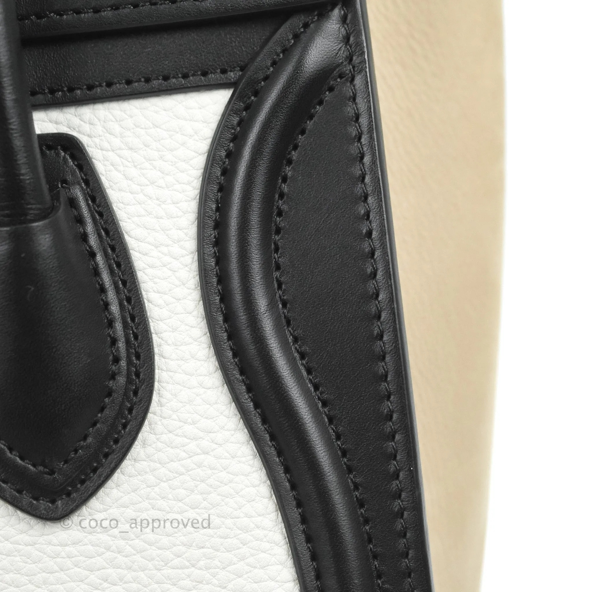 Celine Nano Luggage Bag Tricolour Dune/White/Black Grained Calfskin