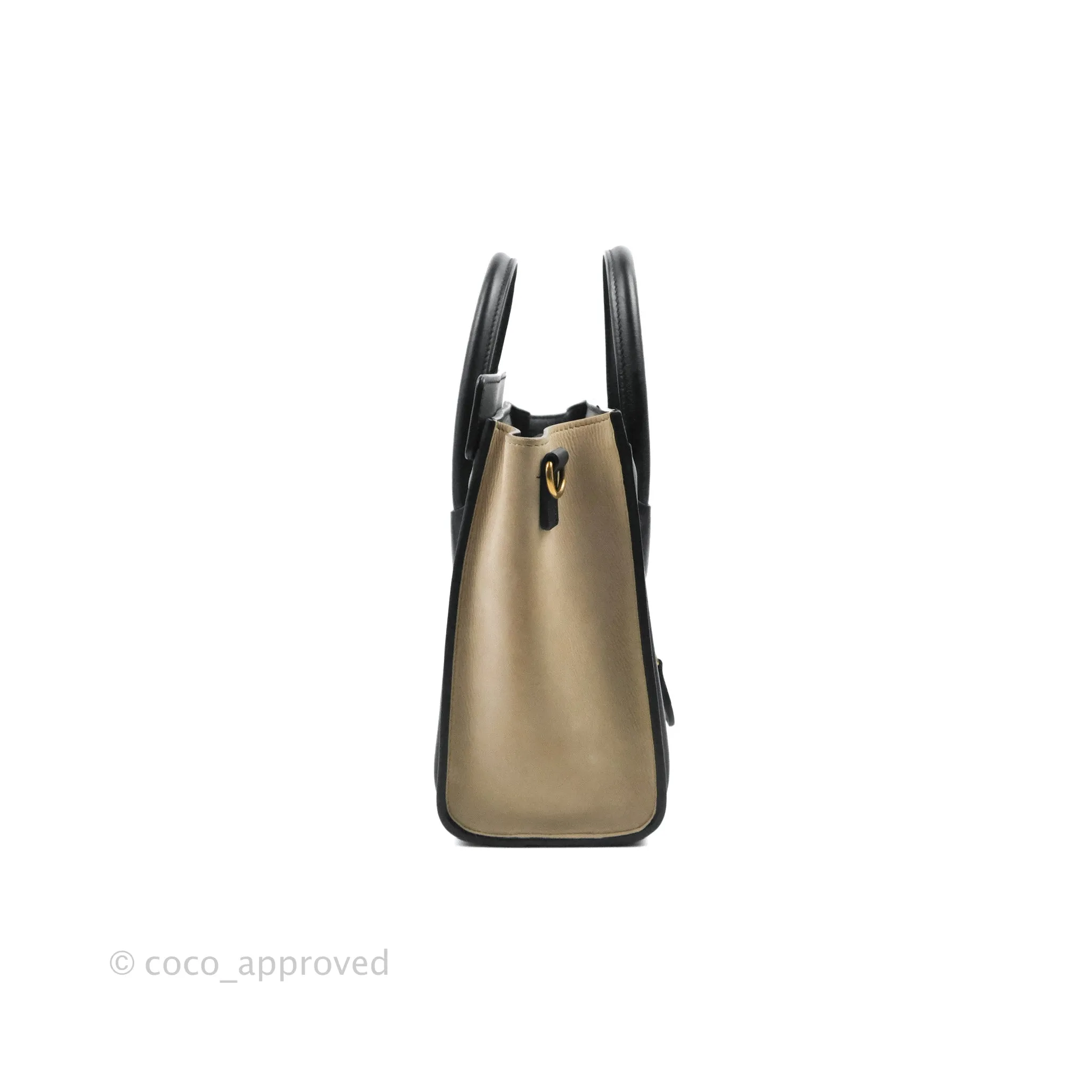 Celine Nano Luggage Bag Tricolour Dune/White/Black Grained Calfskin