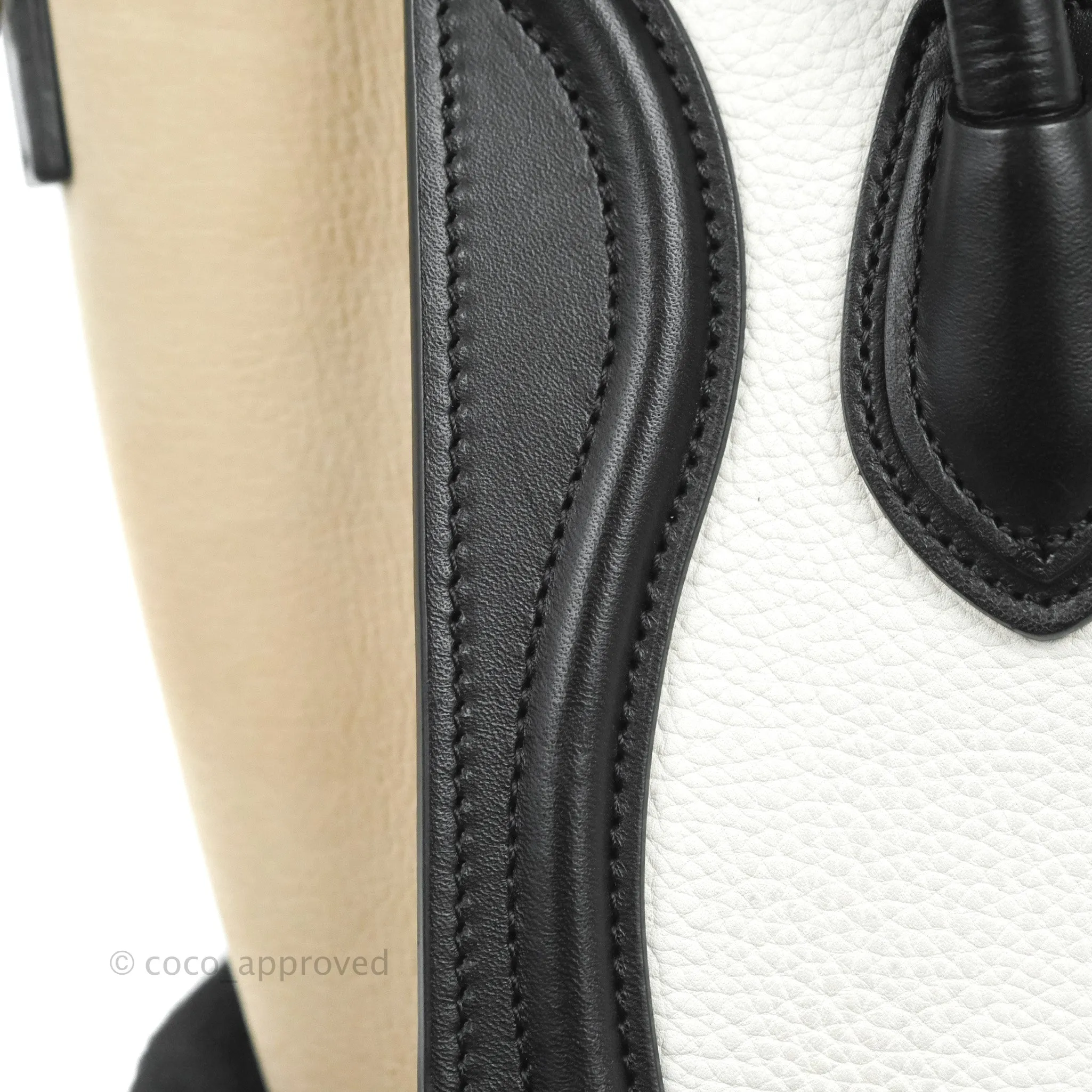 Celine Nano Luggage Bag Tricolour Dune/White/Black Grained Calfskin