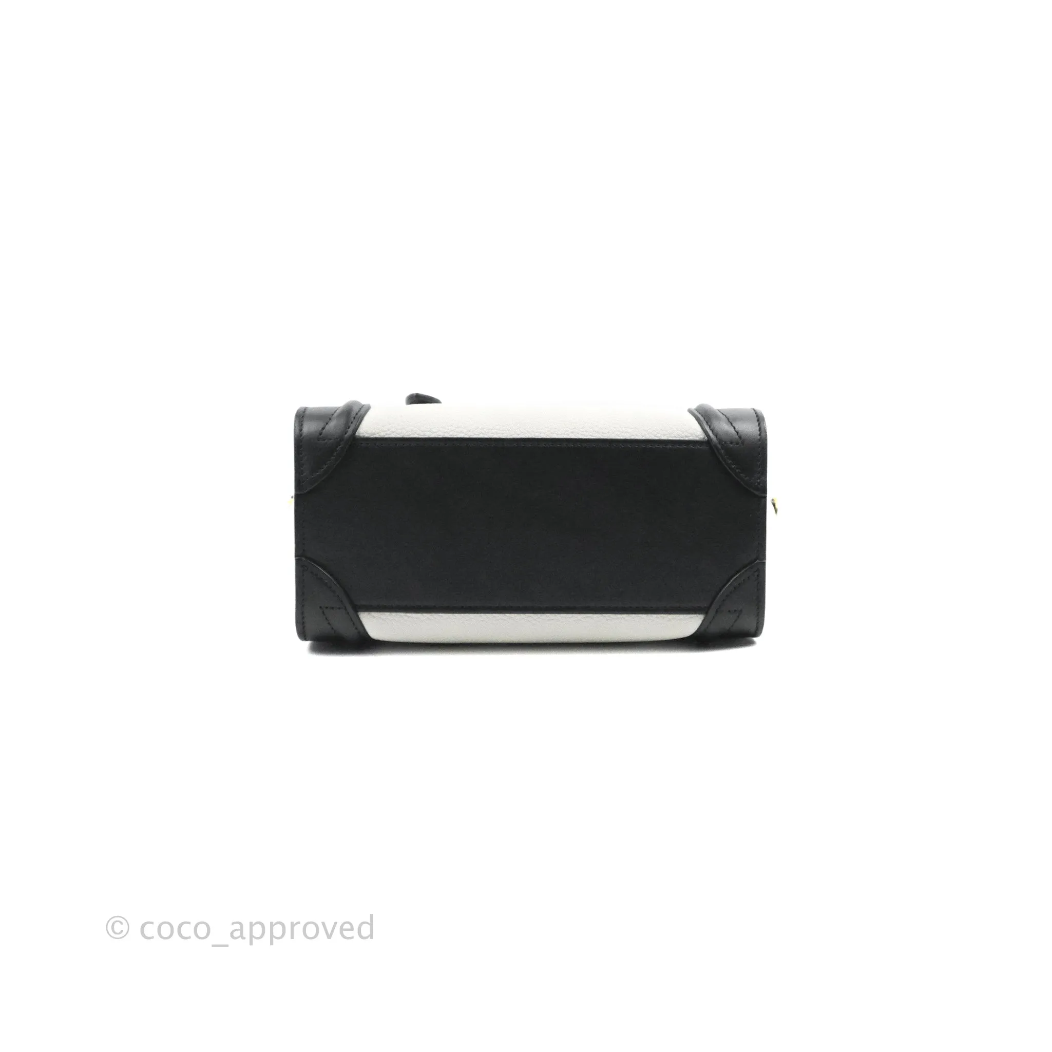 Celine Nano Luggage Bag Tricolour Dune/White/Black Grained Calfskin