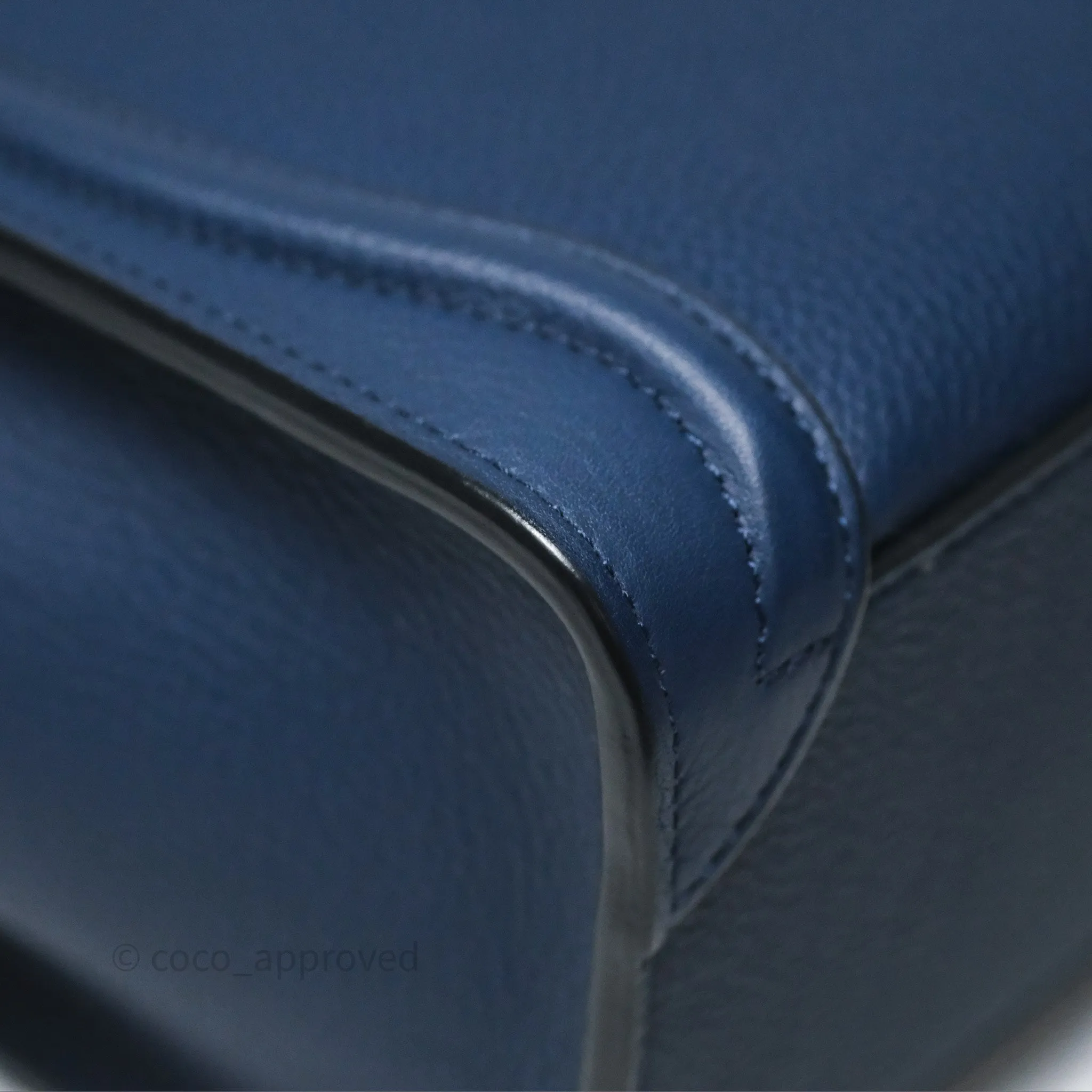 Celine Nano Luggage Handbag Navy Grained Calfskin Gold Hardware