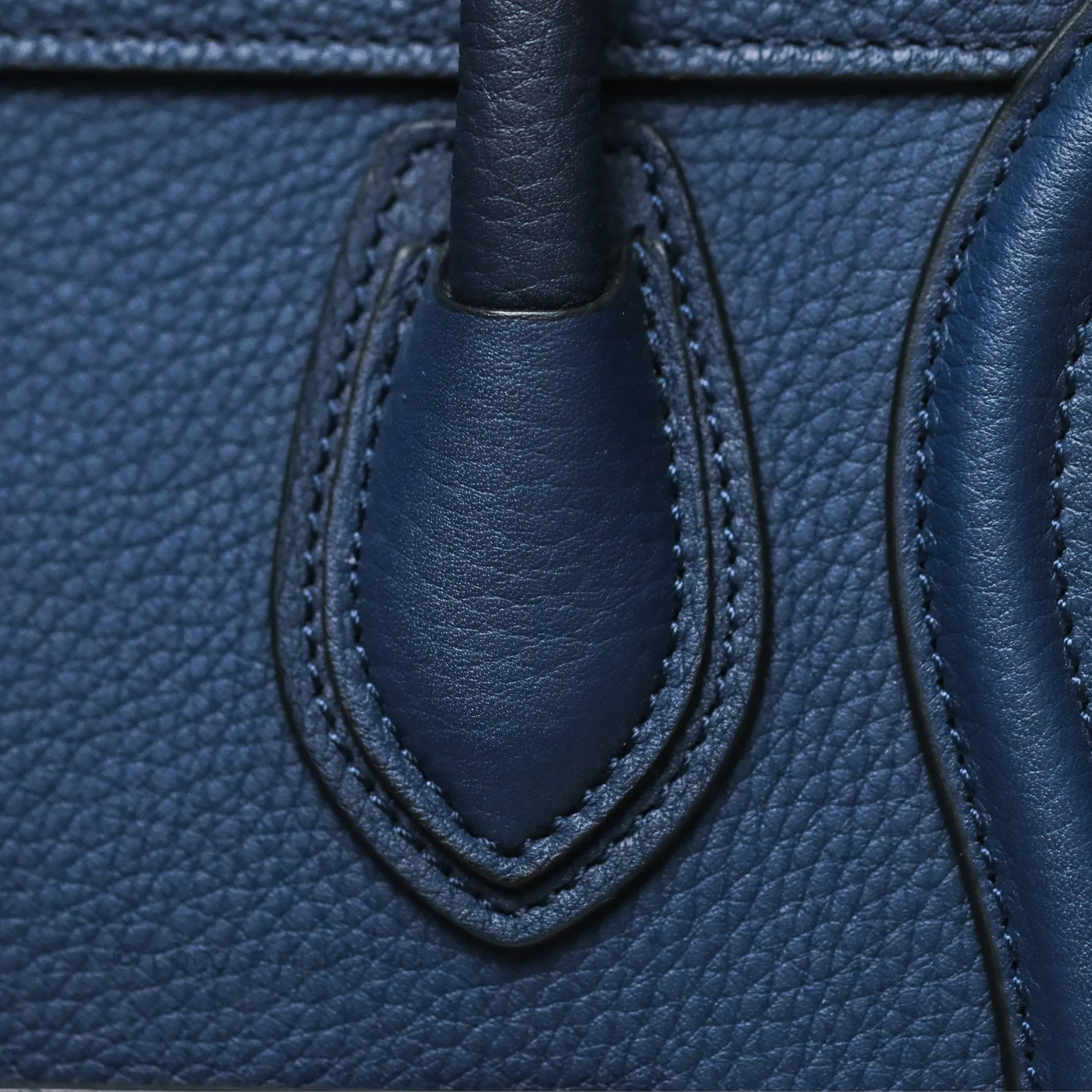 Celine Nano Luggage Handbag Navy Grained Calfskin Gold Hardware