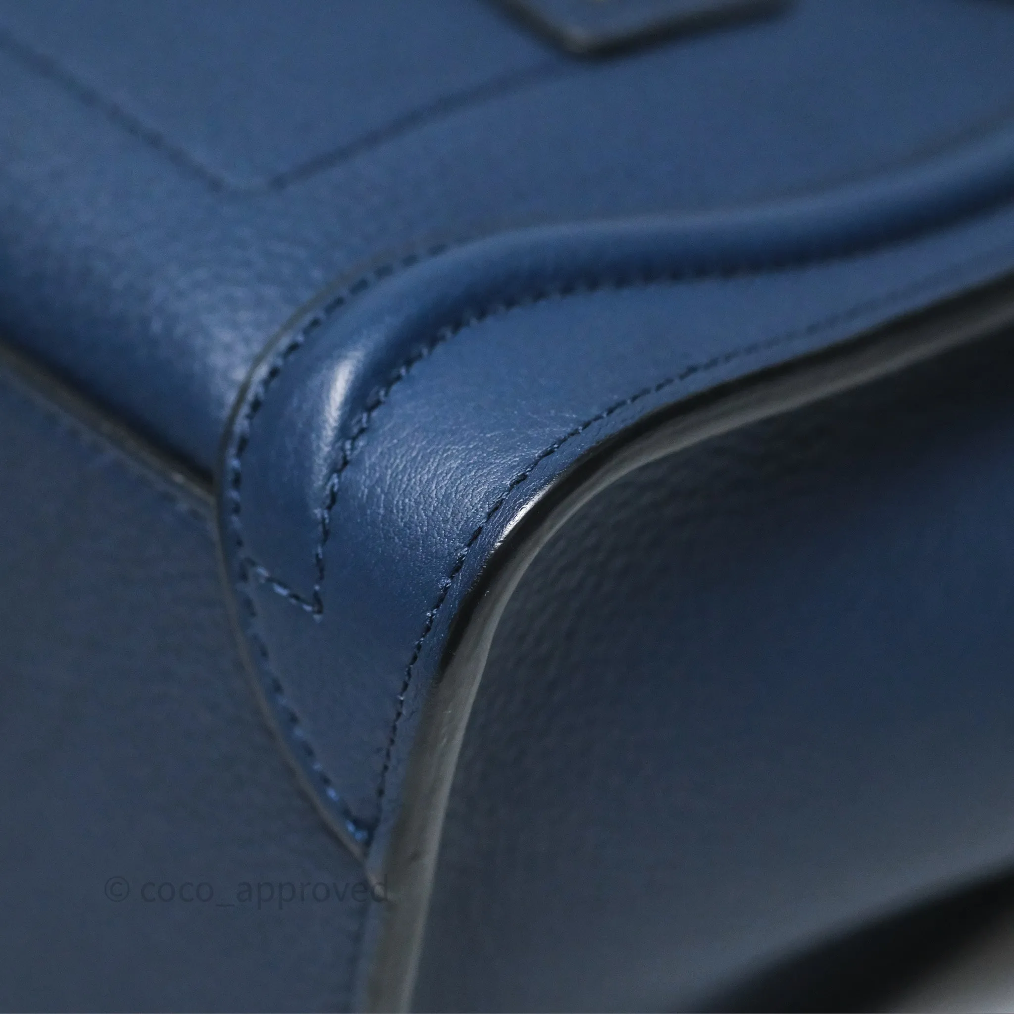 Celine Nano Luggage Handbag Navy Grained Calfskin Gold Hardware
