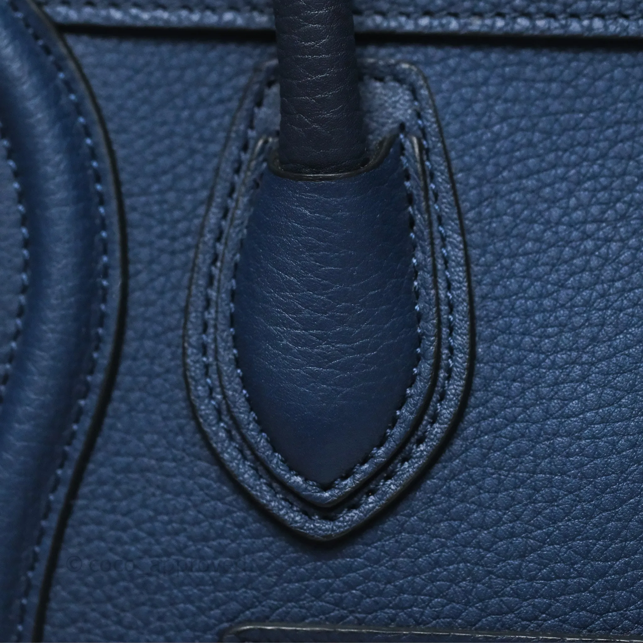 Celine Nano Luggage Handbag Navy Grained Calfskin Gold Hardware