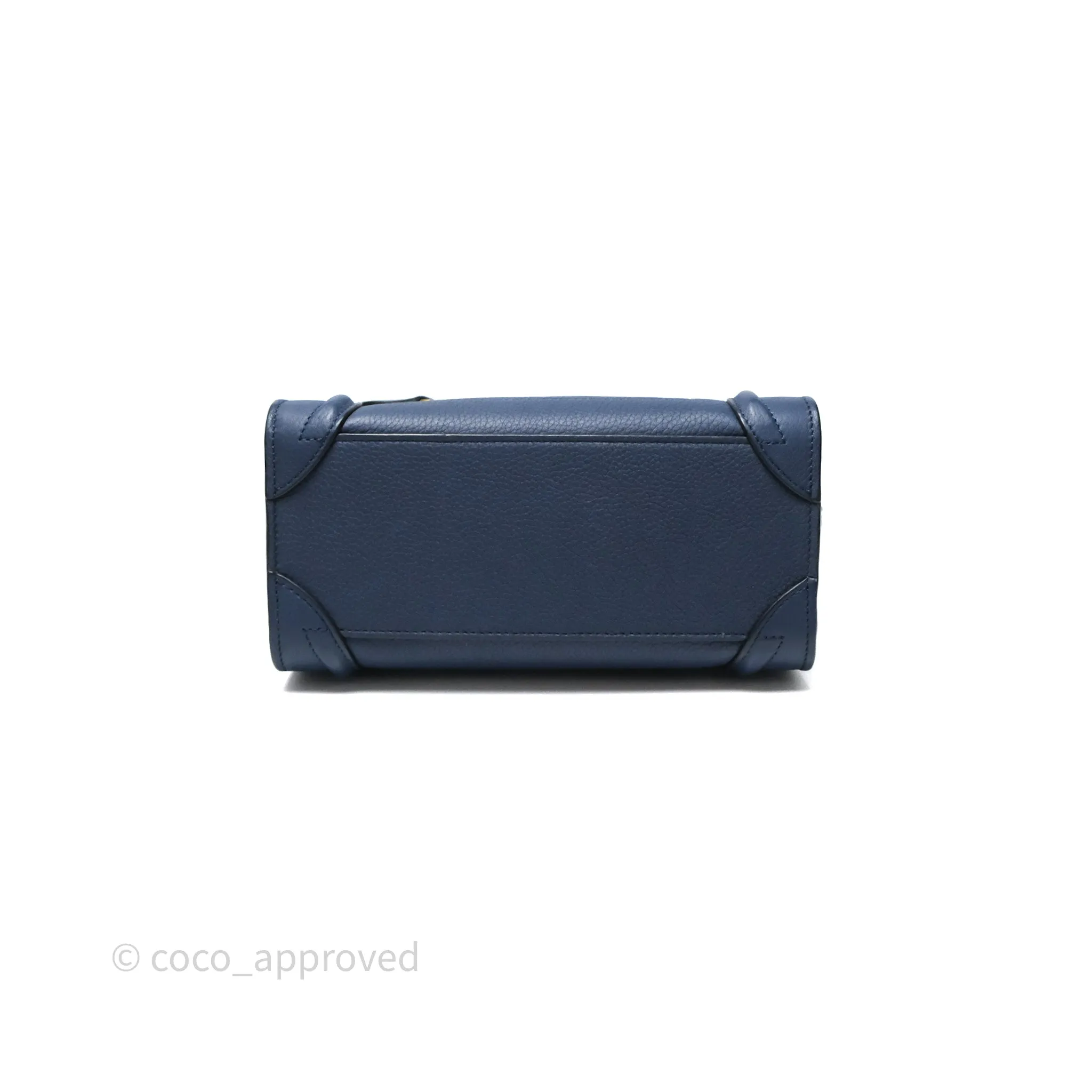 Celine Nano Luggage Handbag Navy Grained Calfskin Gold Hardware
