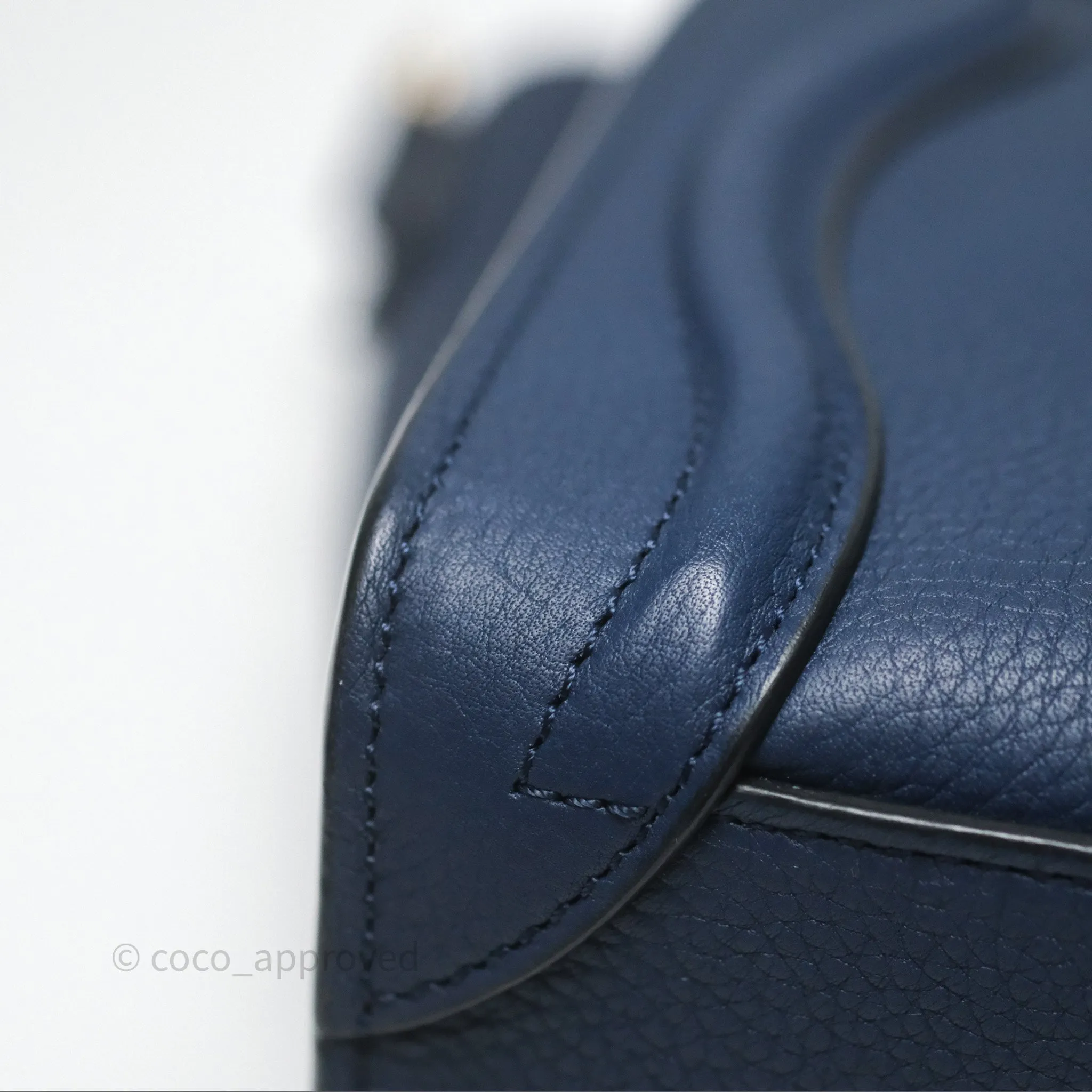 Celine Nano Luggage Handbag Navy Grained Calfskin Gold Hardware