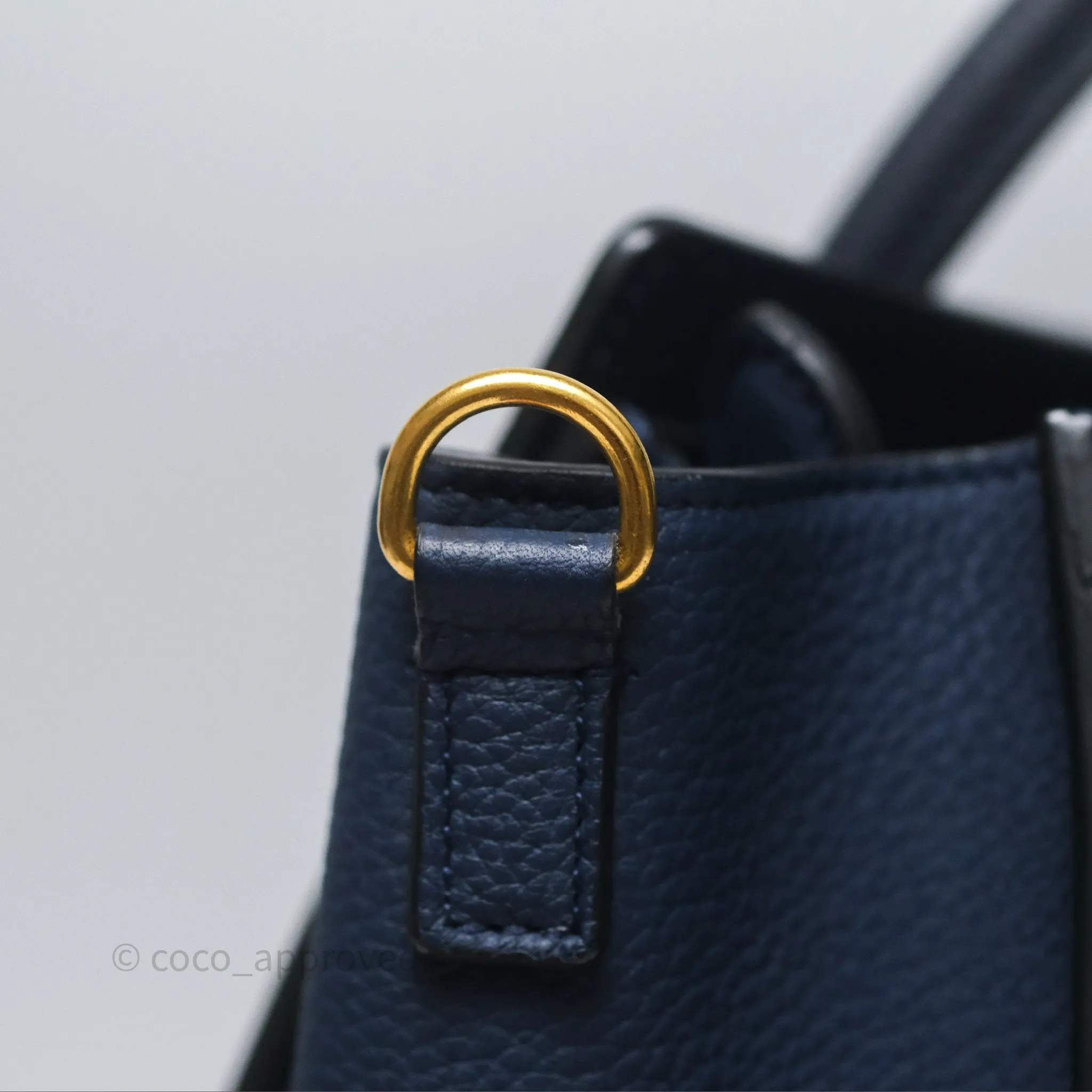 Celine Nano Luggage Handbag Navy Grained Calfskin Gold Hardware
