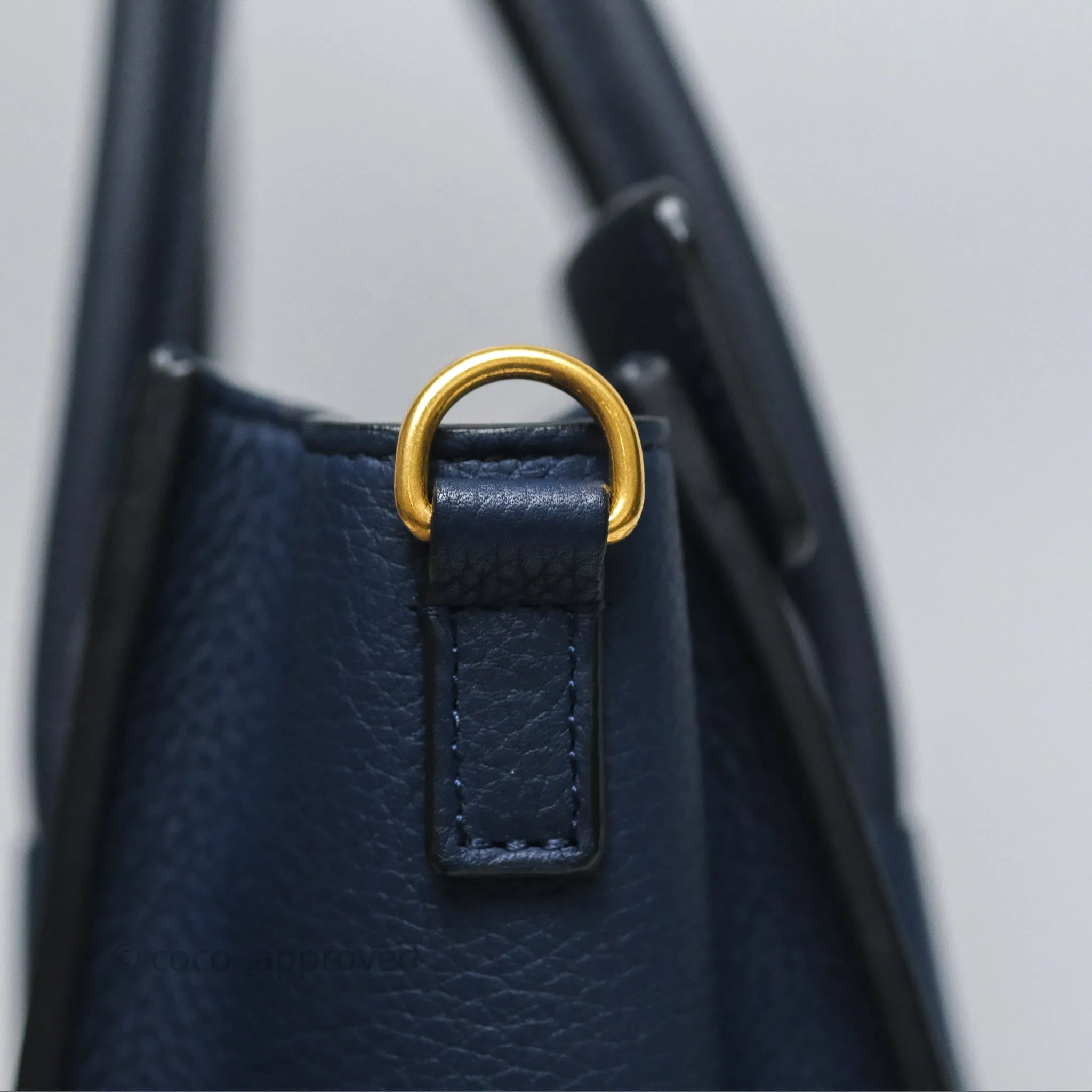 Celine Nano Luggage Handbag Navy Grained Calfskin Gold Hardware