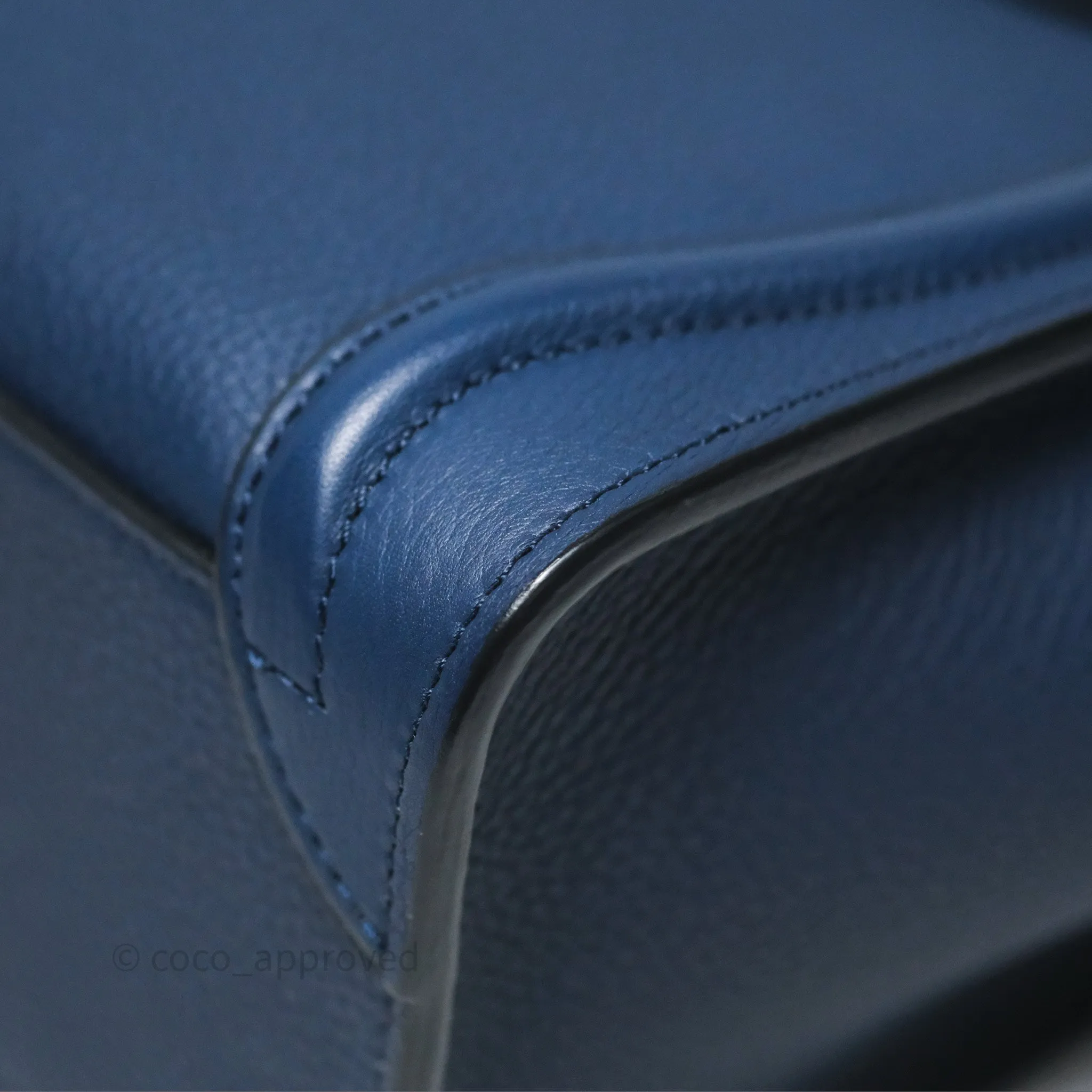 Celine Nano Luggage Handbag Navy Grained Calfskin Gold Hardware
