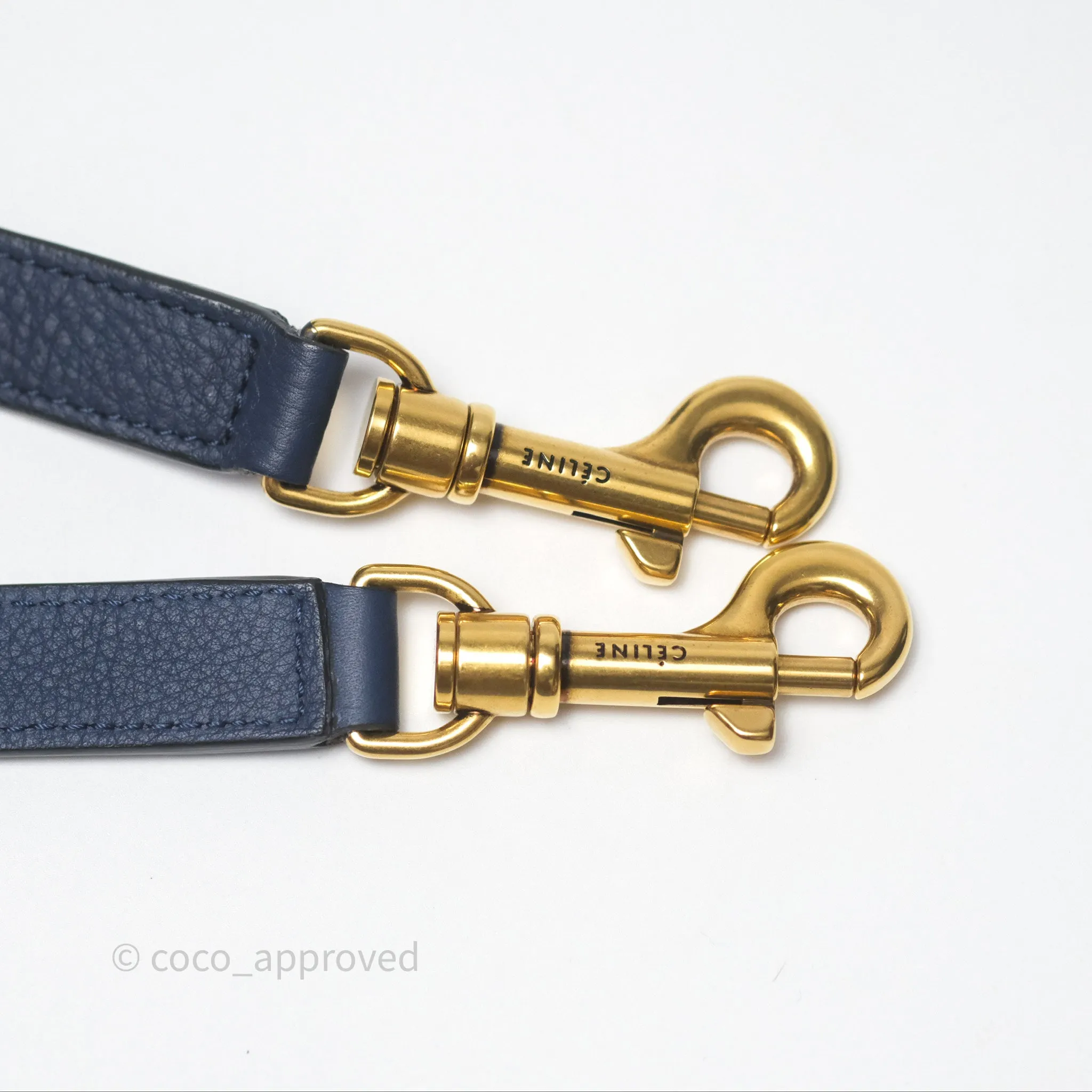Celine Nano Luggage Handbag Navy Grained Calfskin Gold Hardware