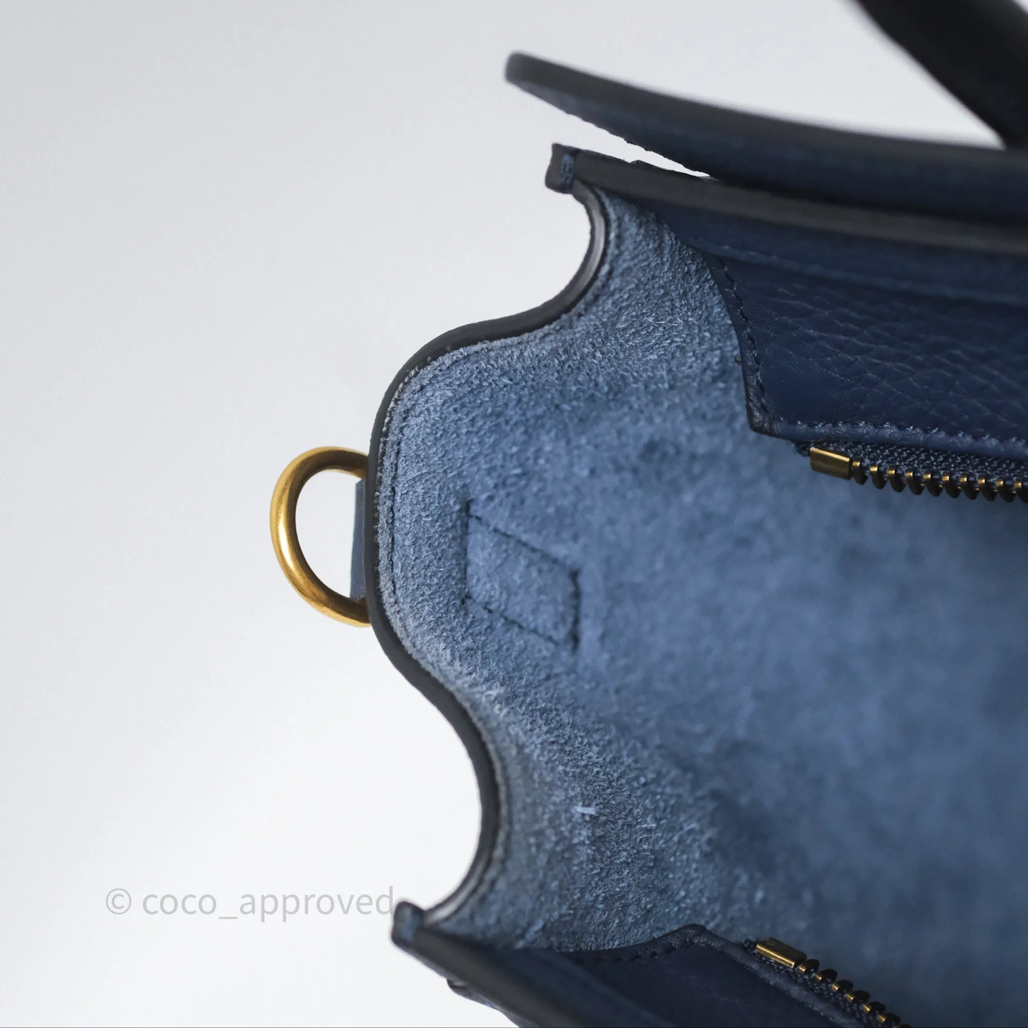 Celine Nano Luggage Handbag Navy Grained Calfskin Gold Hardware