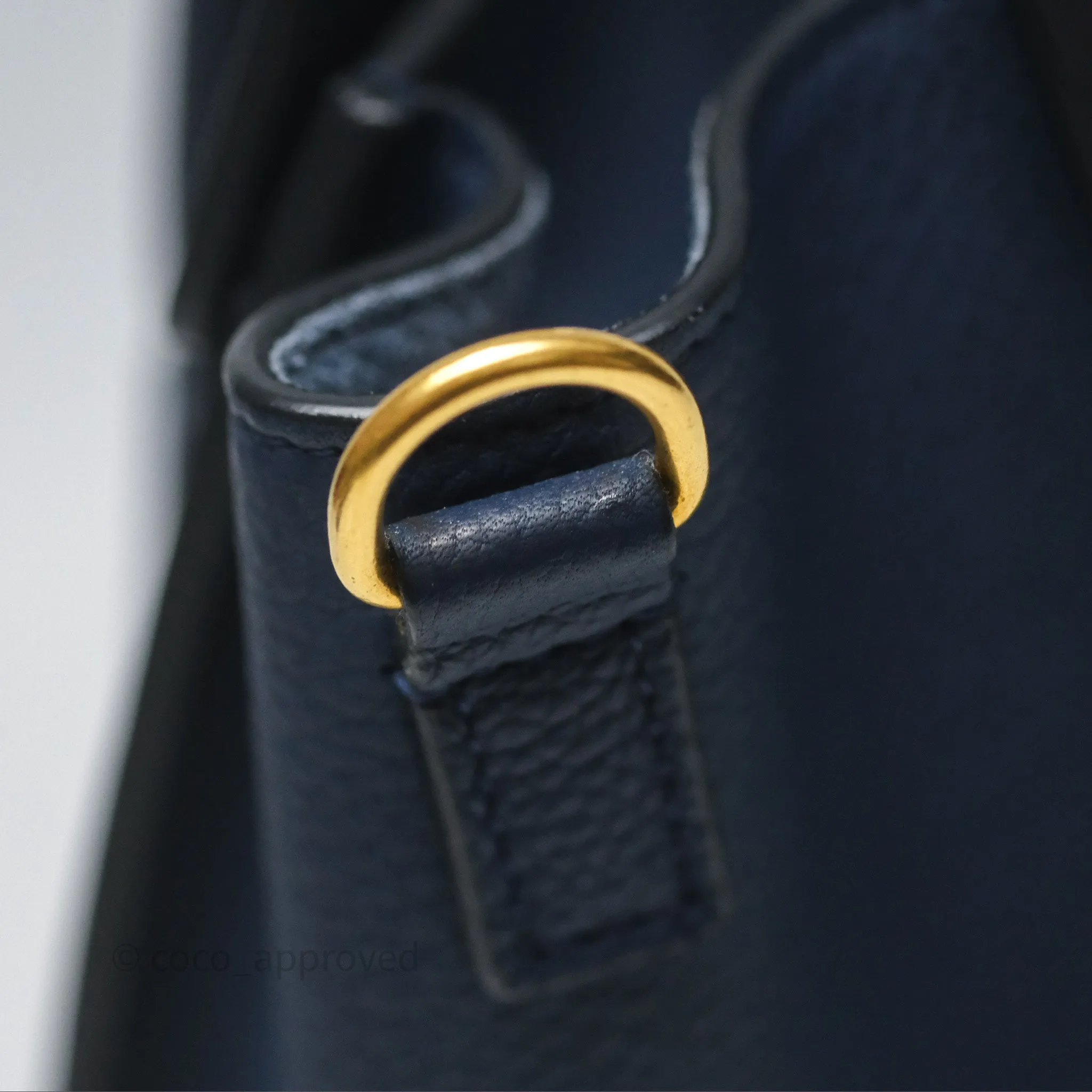 Celine Nano Luggage Handbag Navy Grained Calfskin Gold Hardware