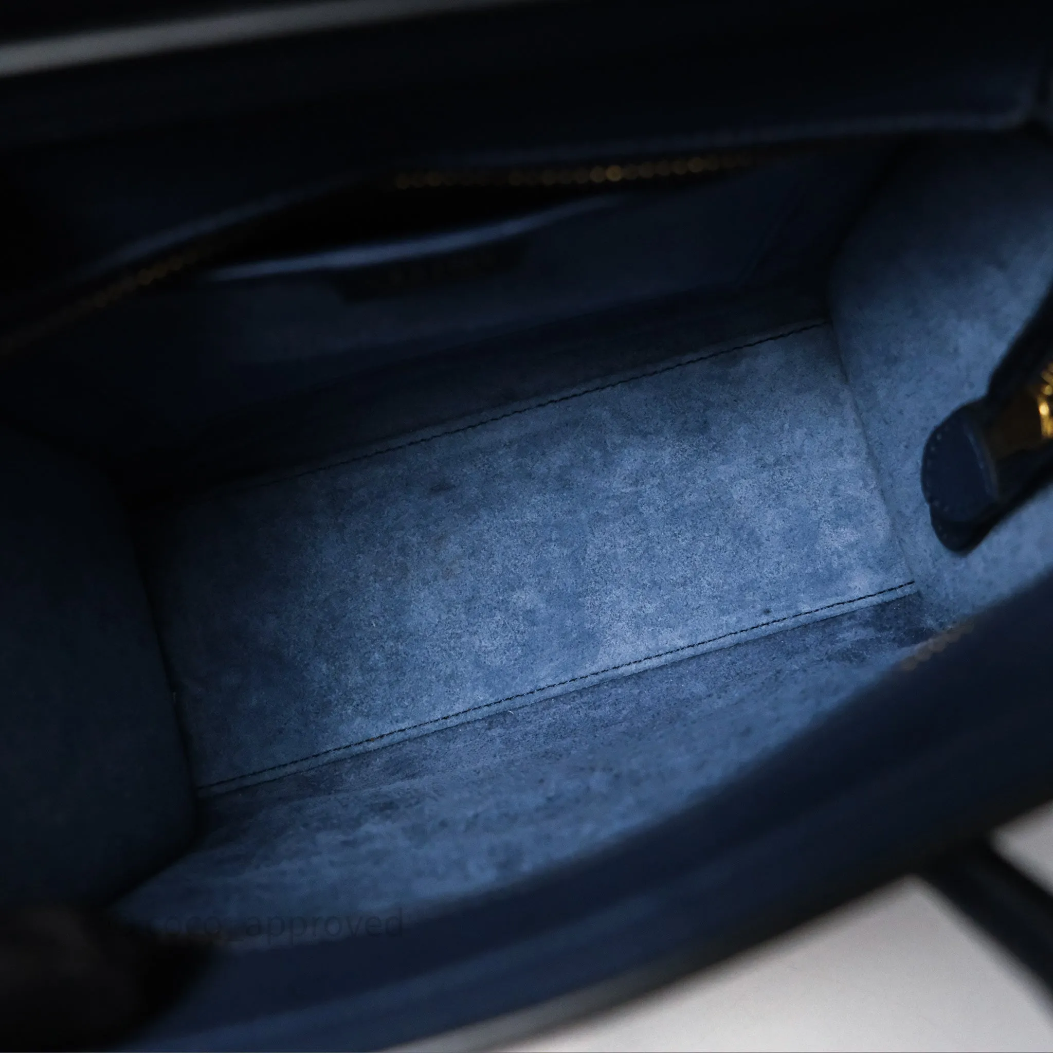 Celine Nano Luggage Handbag Navy Grained Calfskin Gold Hardware