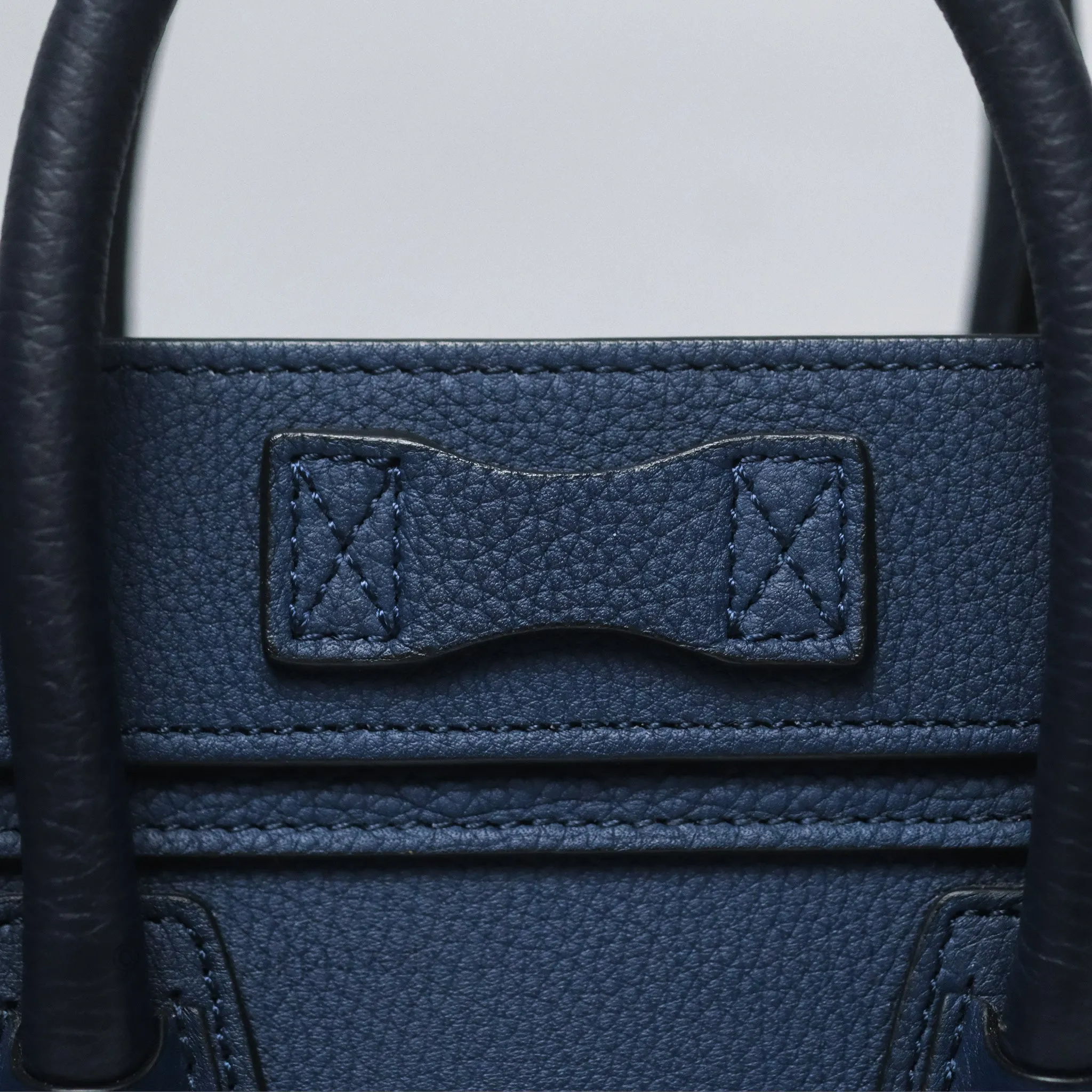 Celine Nano Luggage Handbag Navy Grained Calfskin Gold Hardware