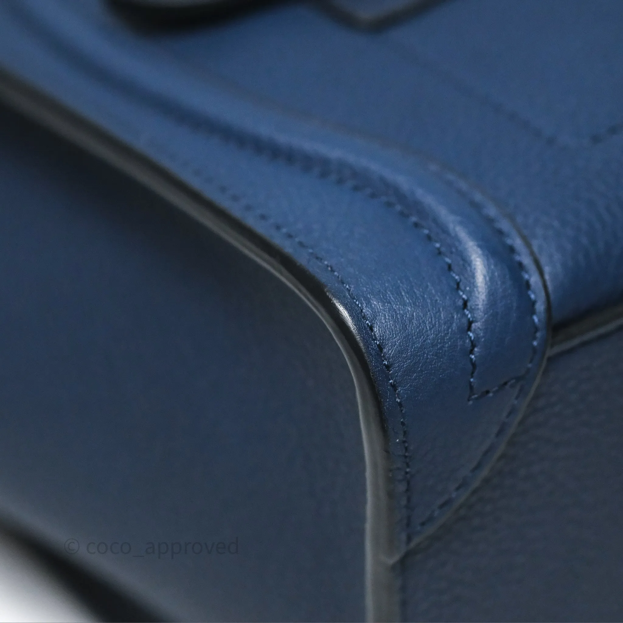 Celine Nano Luggage Handbag Navy Grained Calfskin Gold Hardware