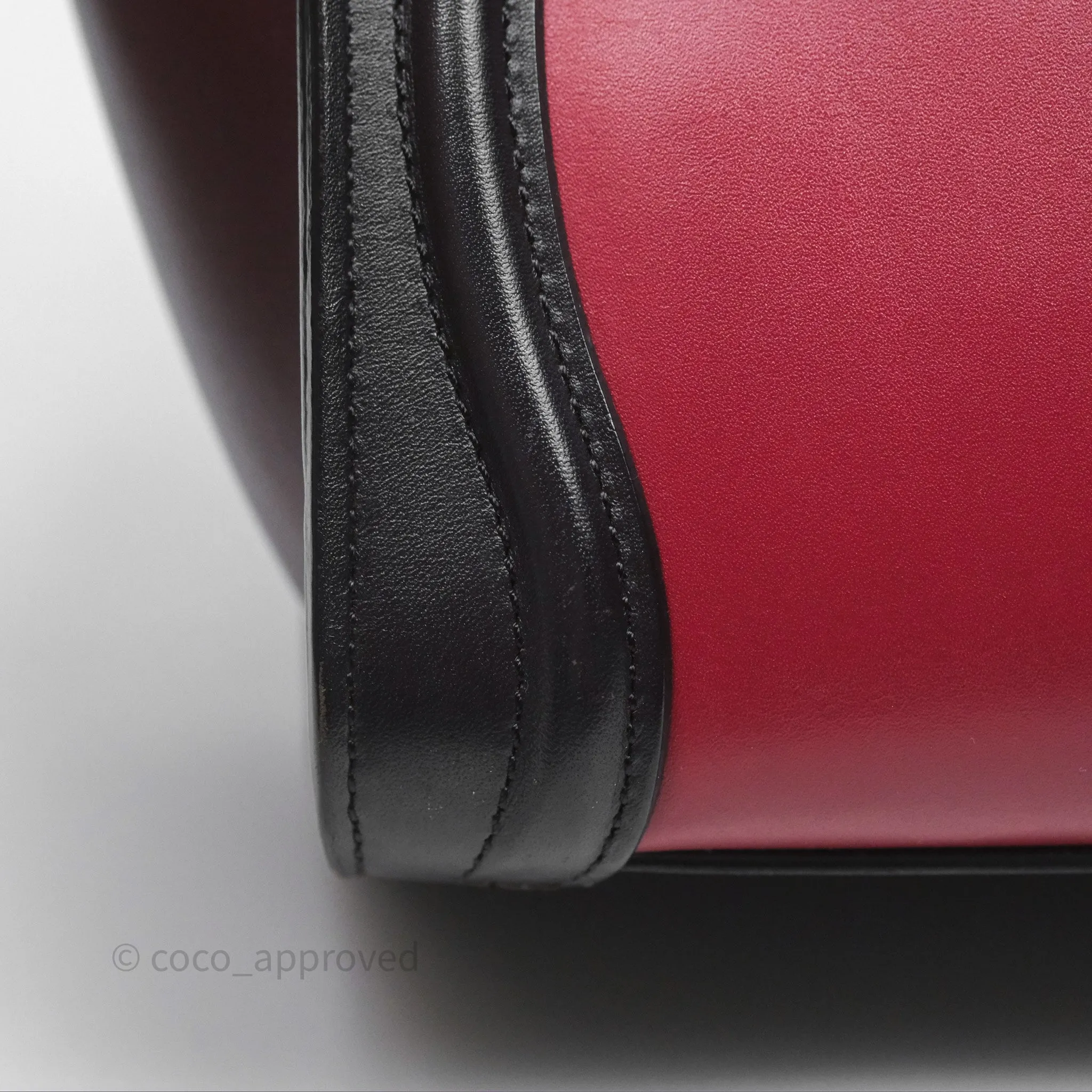 Celine Nano Luggage Satin Calfskin Gold Hardware Red/ Dark Brown