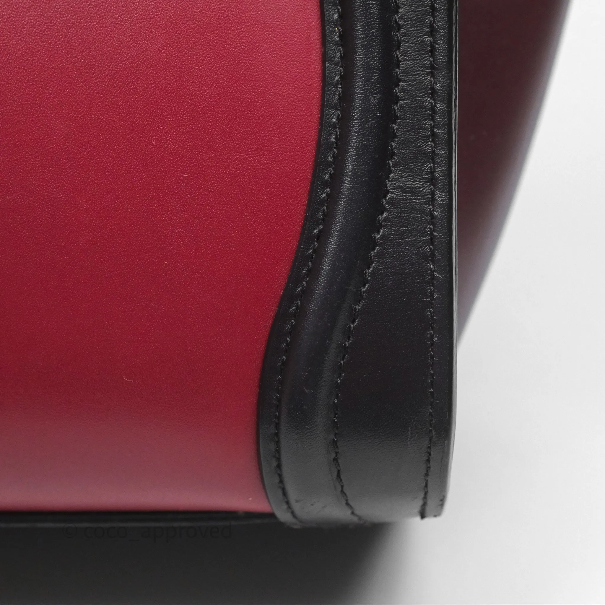 Celine Nano Luggage Satin Calfskin Gold Hardware Red/ Dark Brown