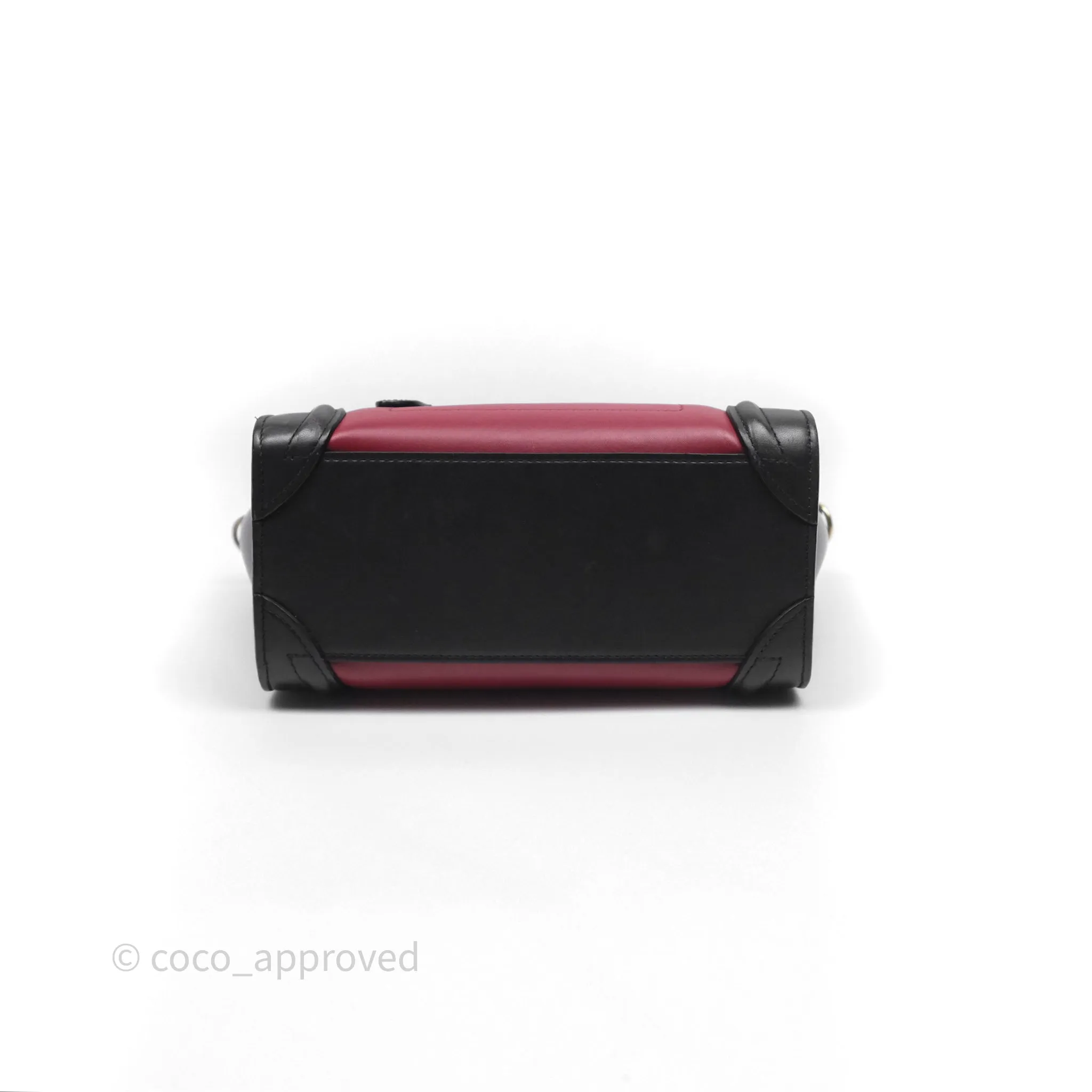 Celine Nano Luggage Satin Calfskin Gold Hardware Red/ Dark Brown