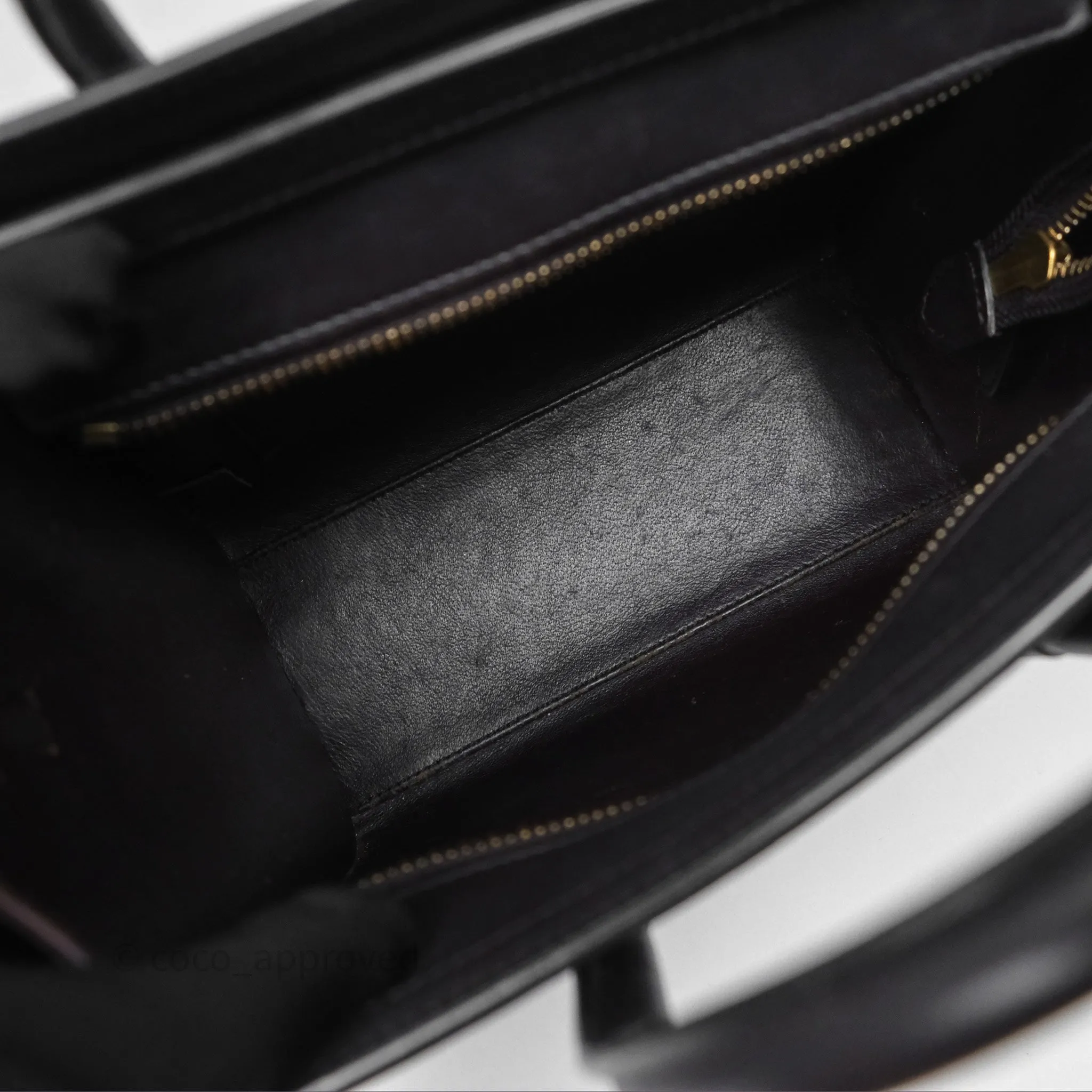 Celine Nano Luggage Satin Calfskin Gold Hardware Red/ Dark Brown