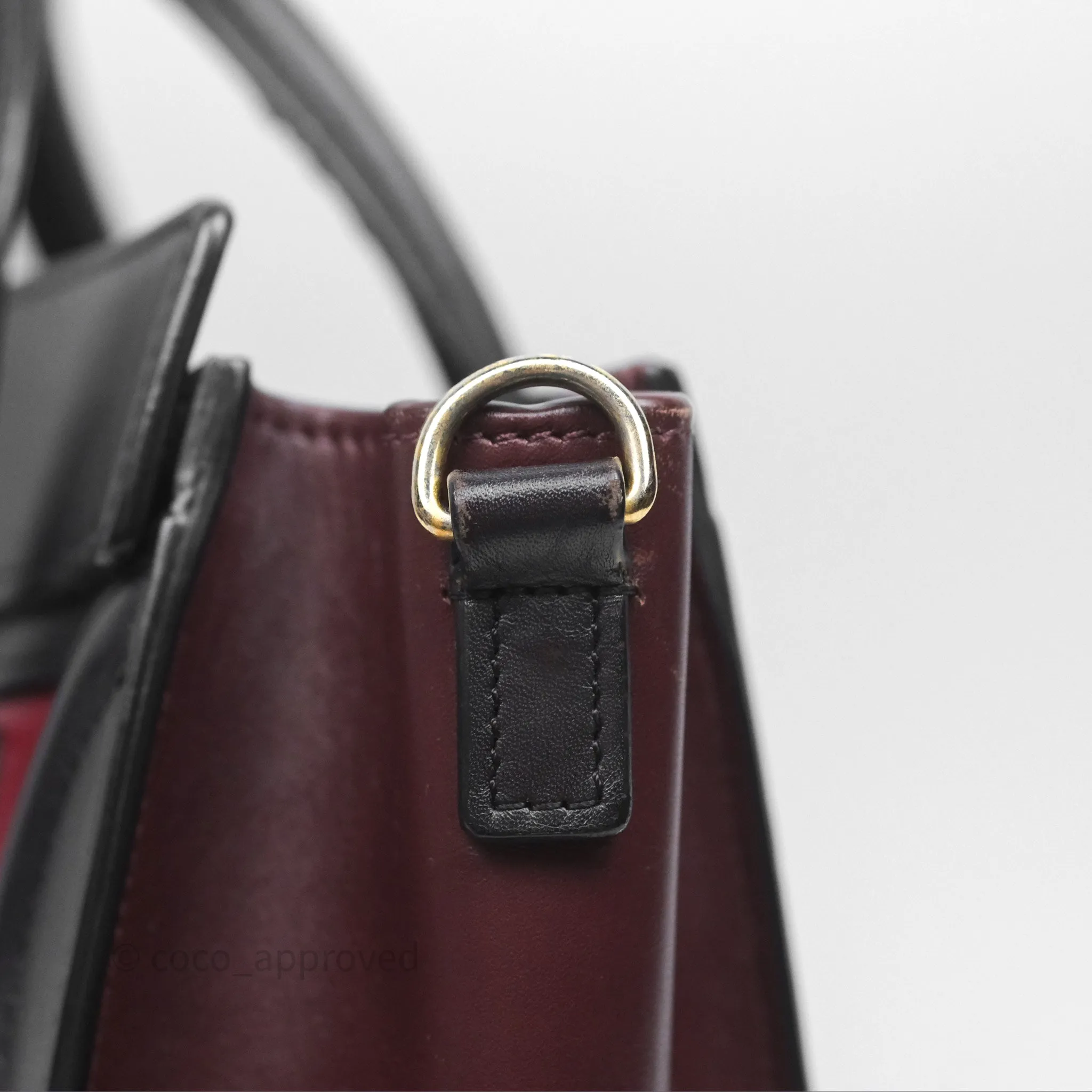 Celine Nano Luggage Satin Calfskin Gold Hardware Red/ Dark Brown
