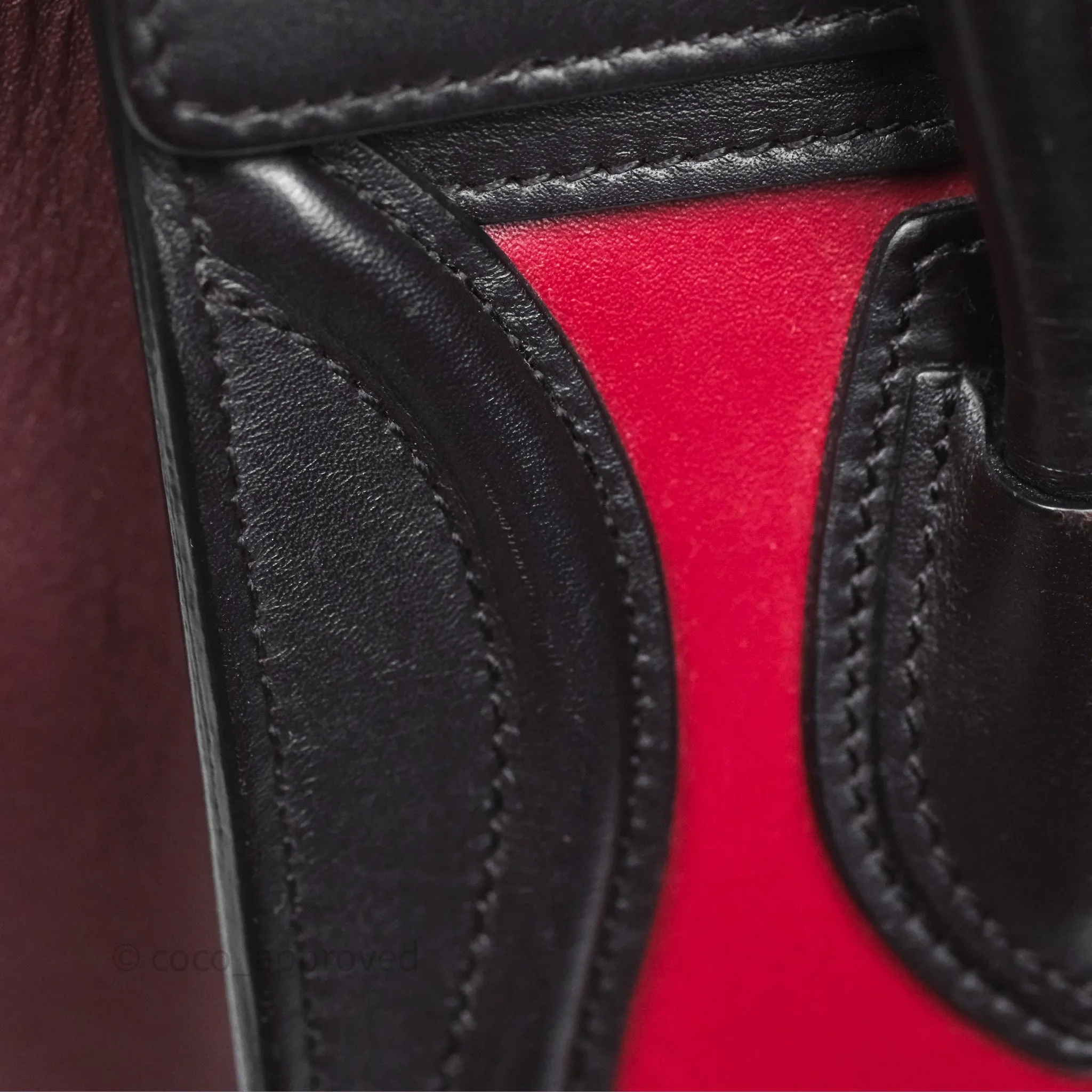 Celine Nano Luggage Satin Calfskin Gold Hardware Red/ Dark Brown