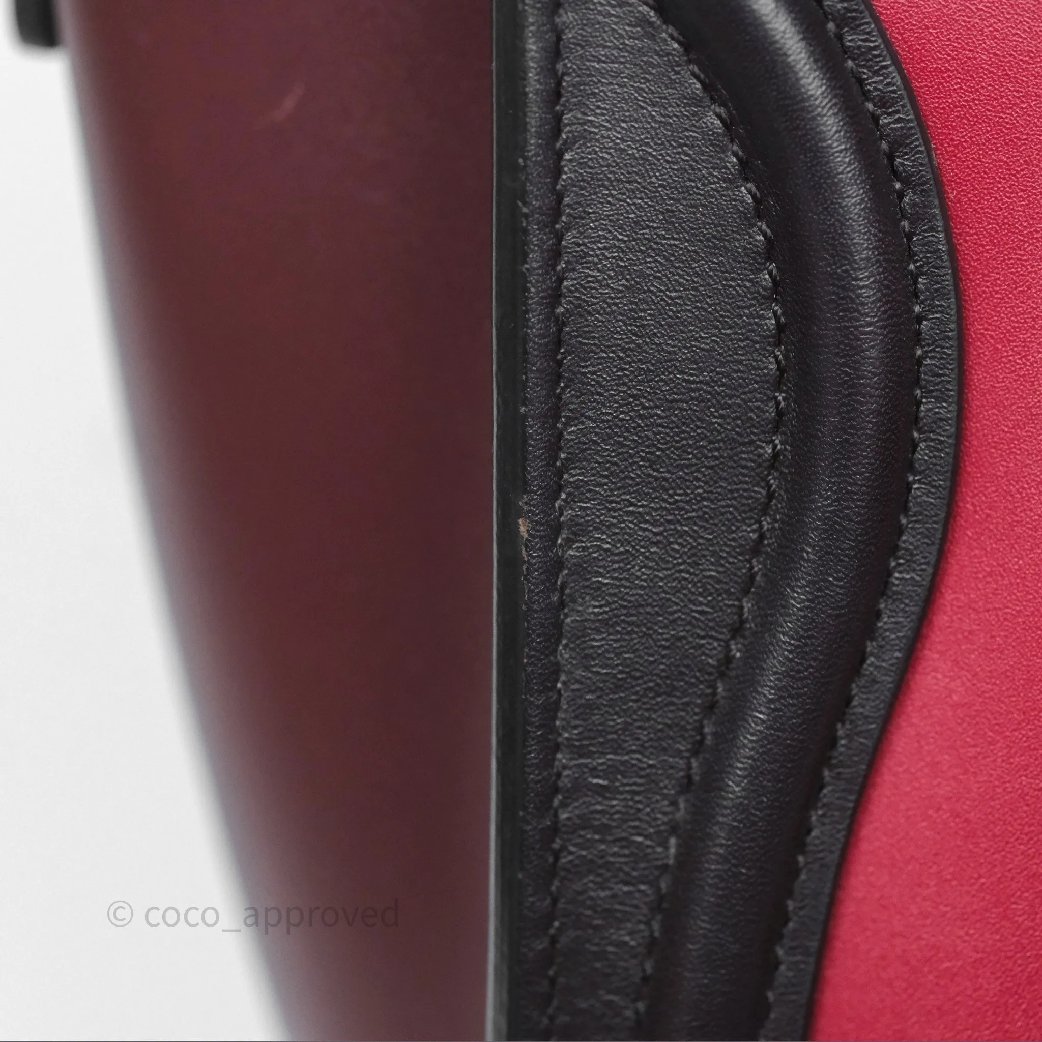Celine Nano Luggage Satin Calfskin Gold Hardware Red/ Dark Brown