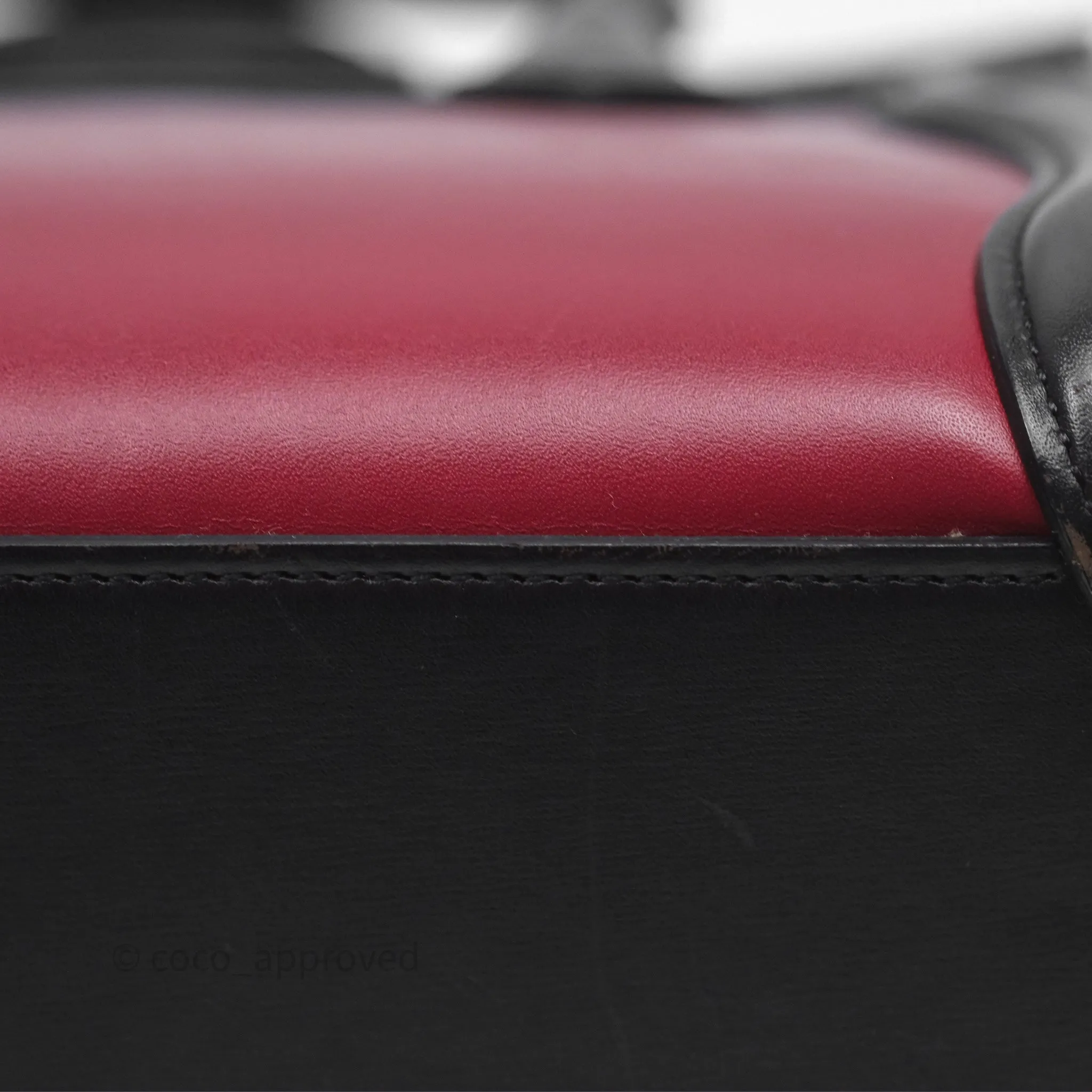 Celine Nano Luggage Satin Calfskin Gold Hardware Red/ Dark Brown