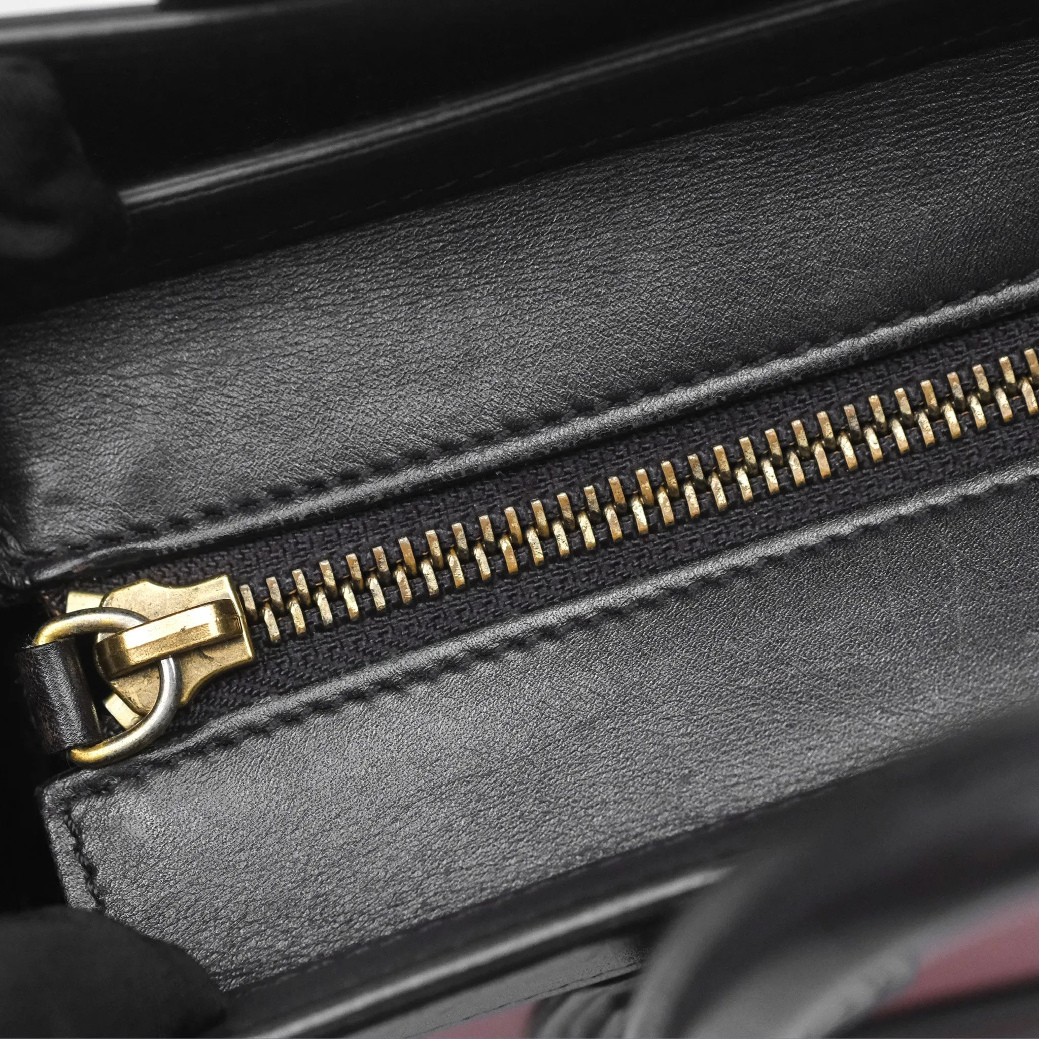Celine Nano Luggage Satin Calfskin Gold Hardware Red/ Dark Brown