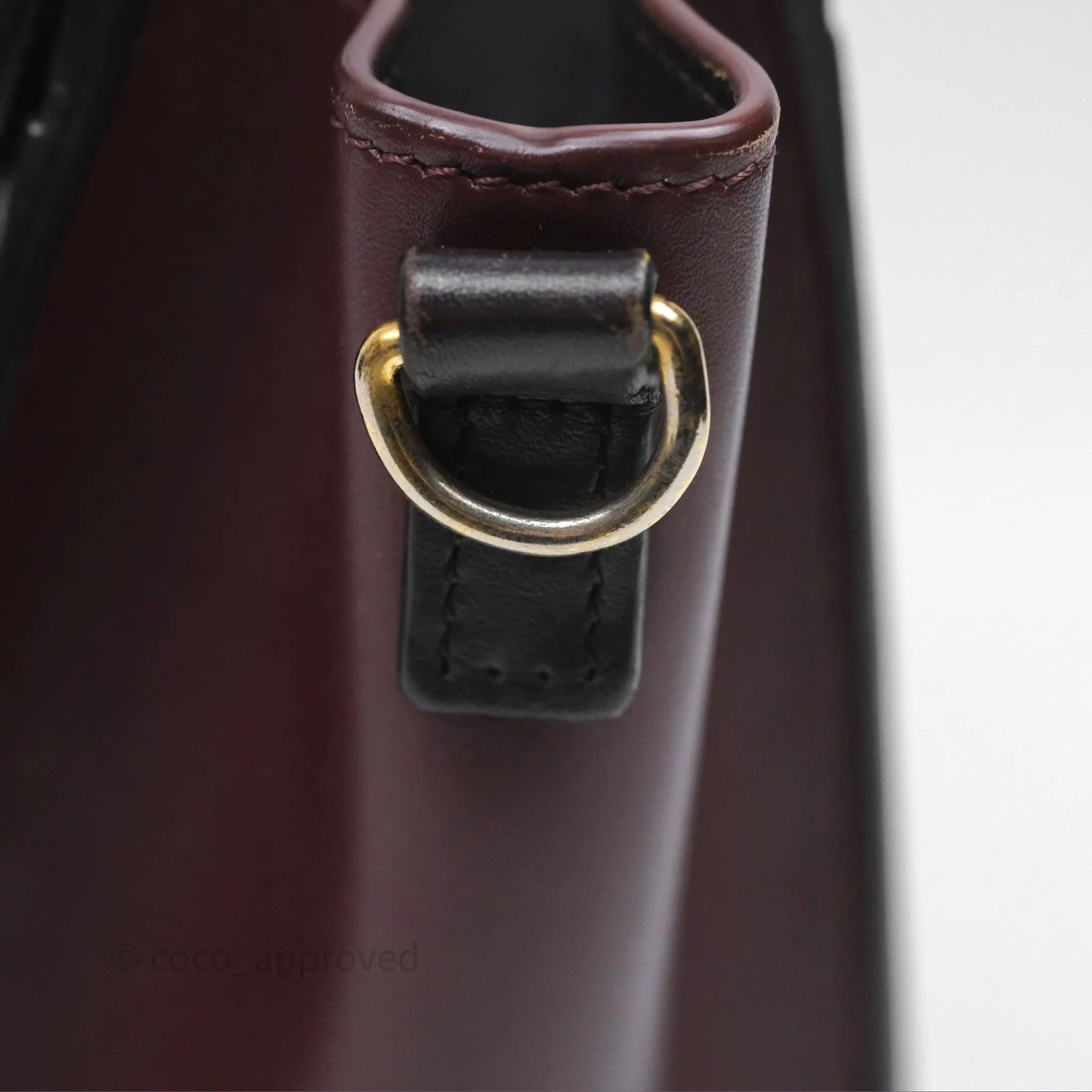 Celine Nano Luggage Satin Calfskin Gold Hardware Red/ Dark Brown