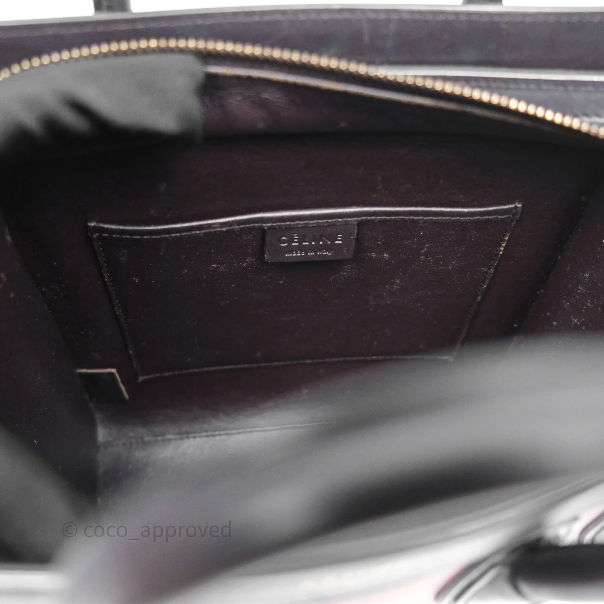 Celine Nano Luggage Satin Calfskin Gold Hardware Red/ Dark Brown
