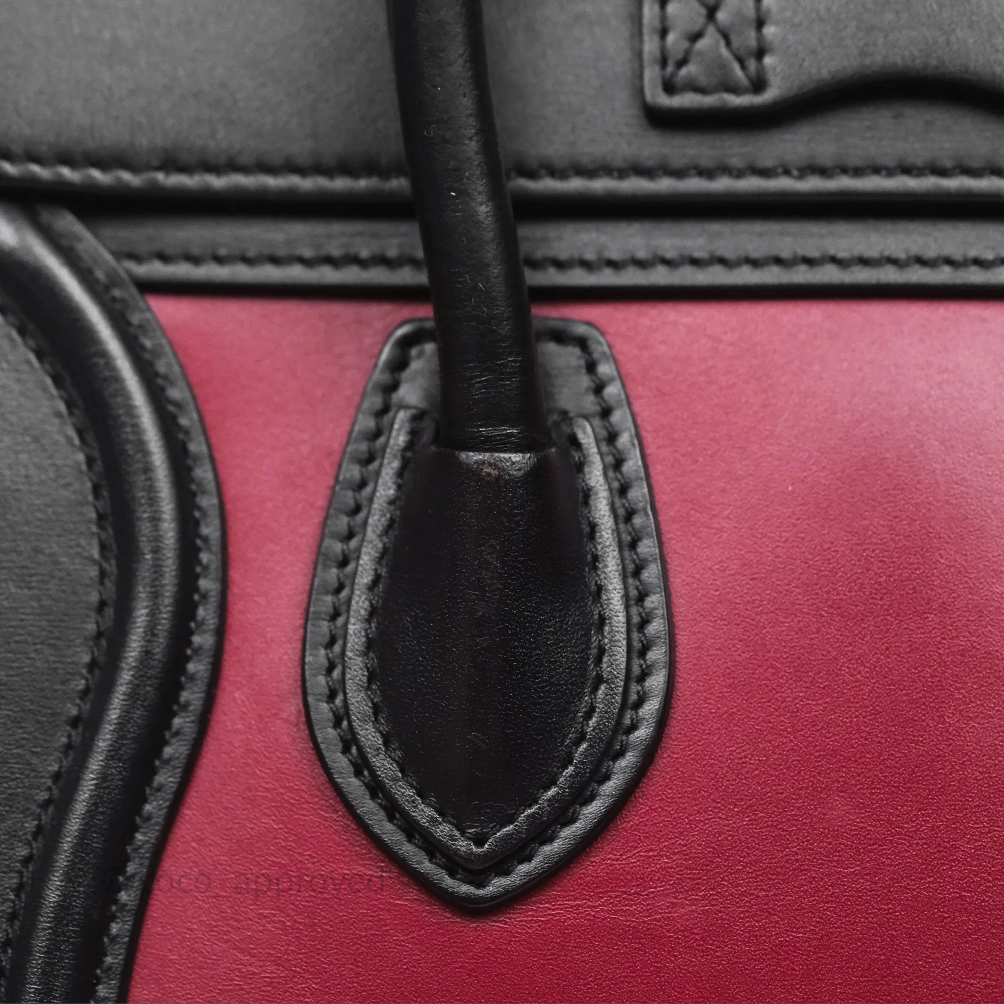 Celine Nano Luggage Satin Calfskin Gold Hardware Red/ Dark Brown