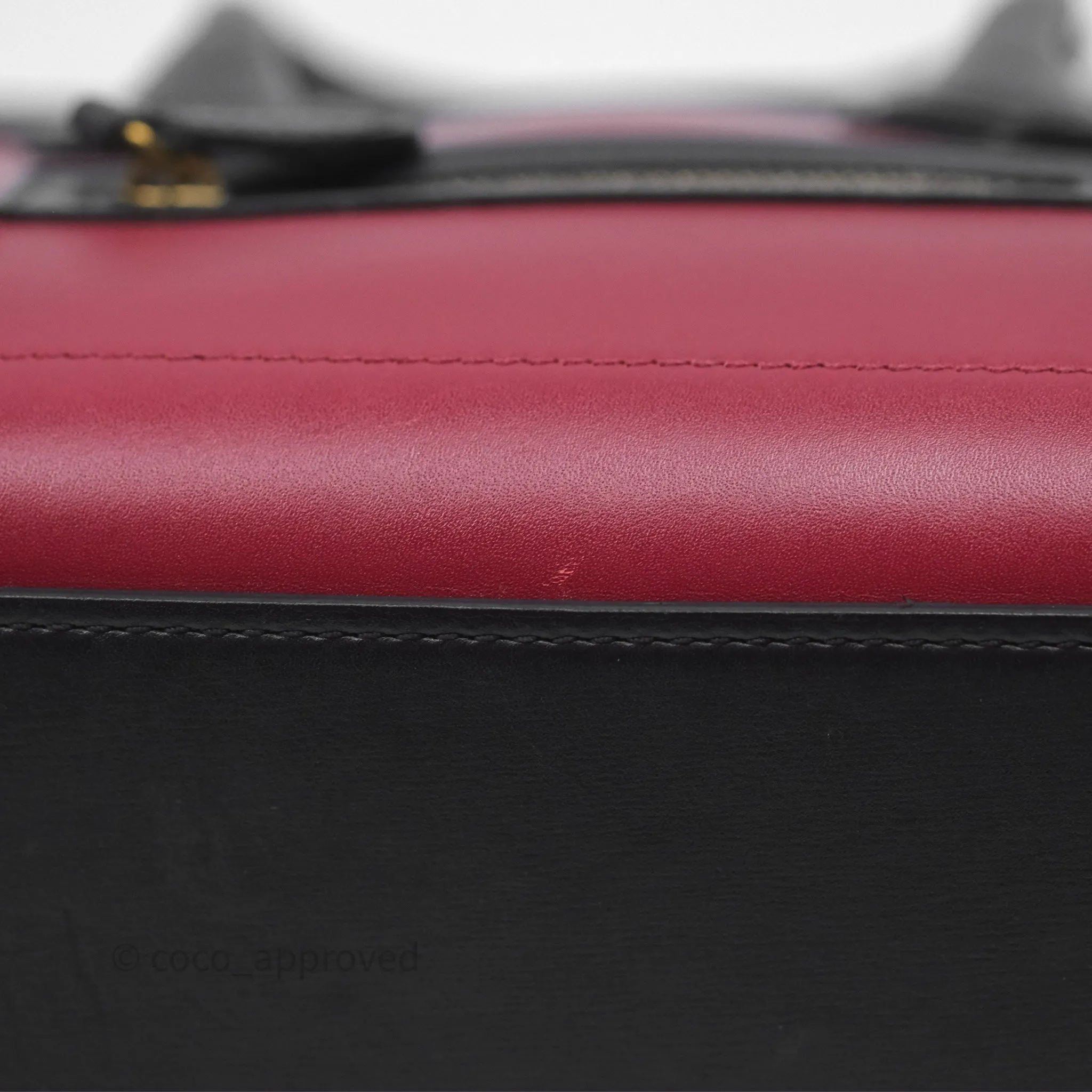 Celine Nano Luggage Satin Calfskin Gold Hardware Red/ Dark Brown