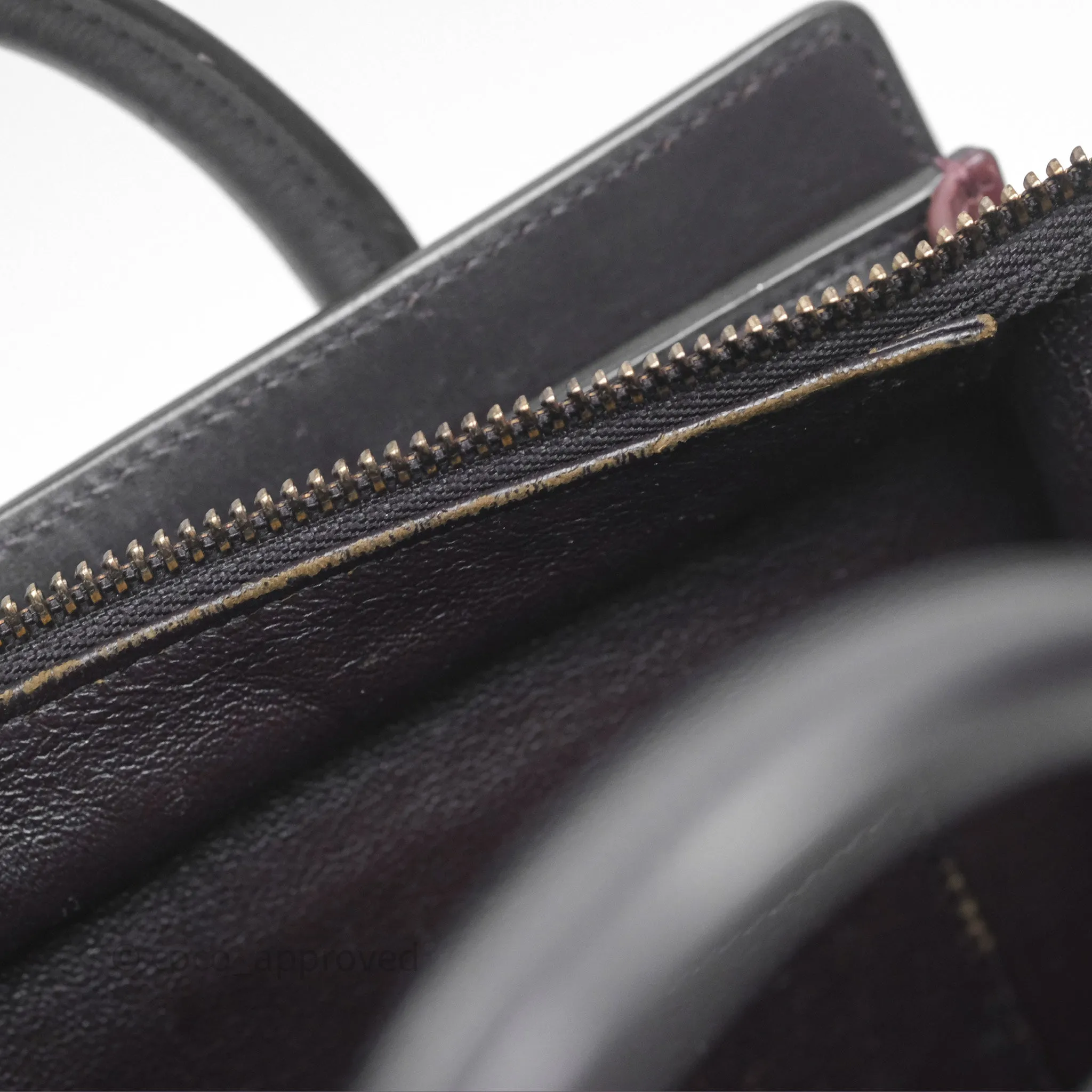 Celine Nano Luggage Satin Calfskin Gold Hardware Red/ Dark Brown