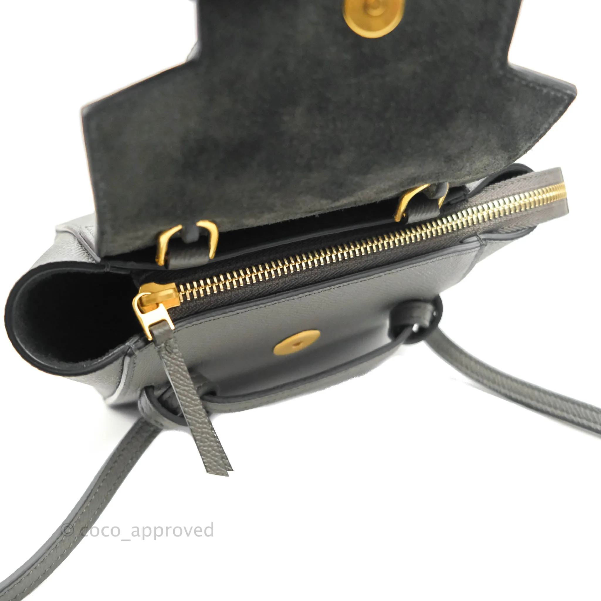 Celine Pico Belt Bag Grey Grained Calfskin Gold Hardware