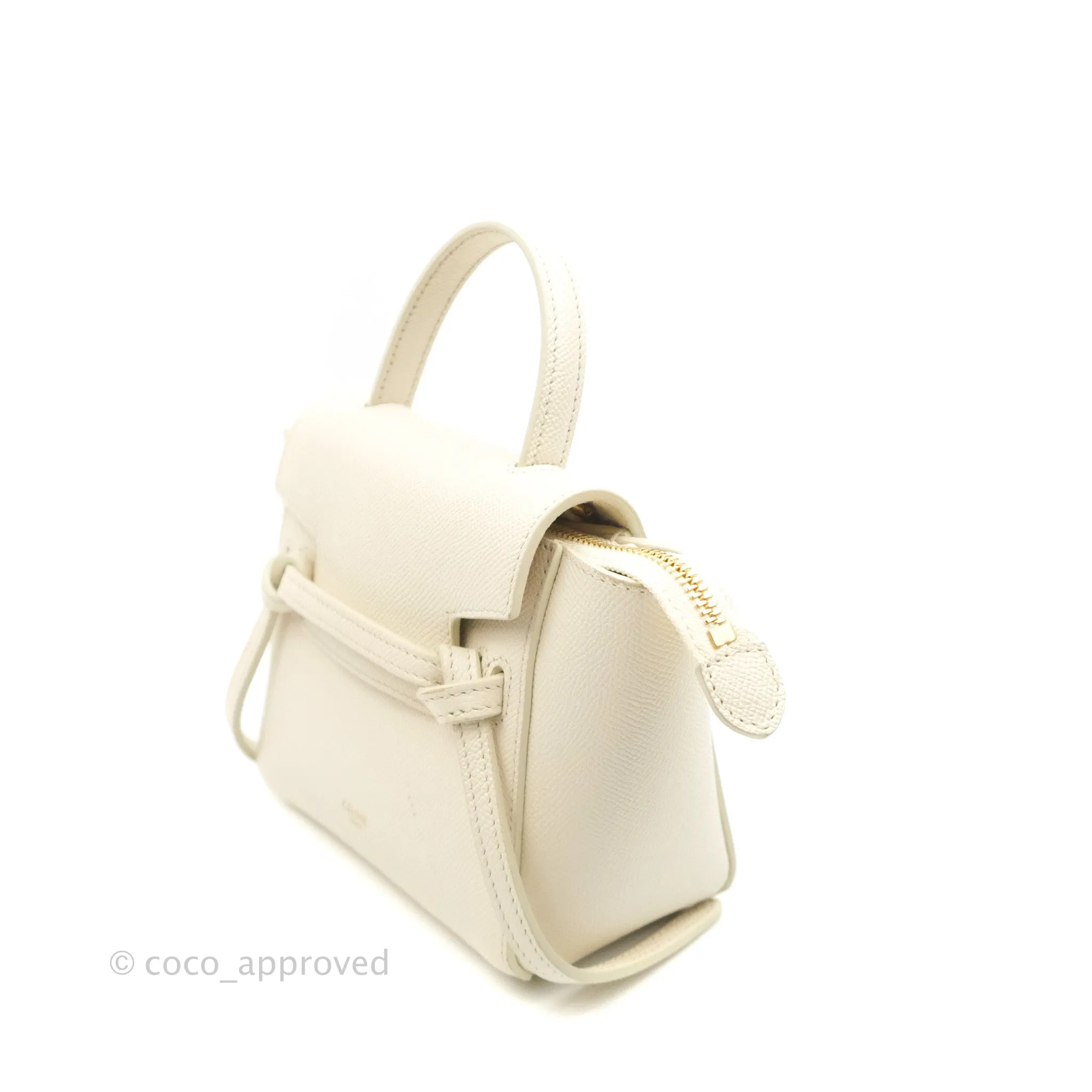 Celine Pico Belt Bag White Grained Calfskin Gold Hardware