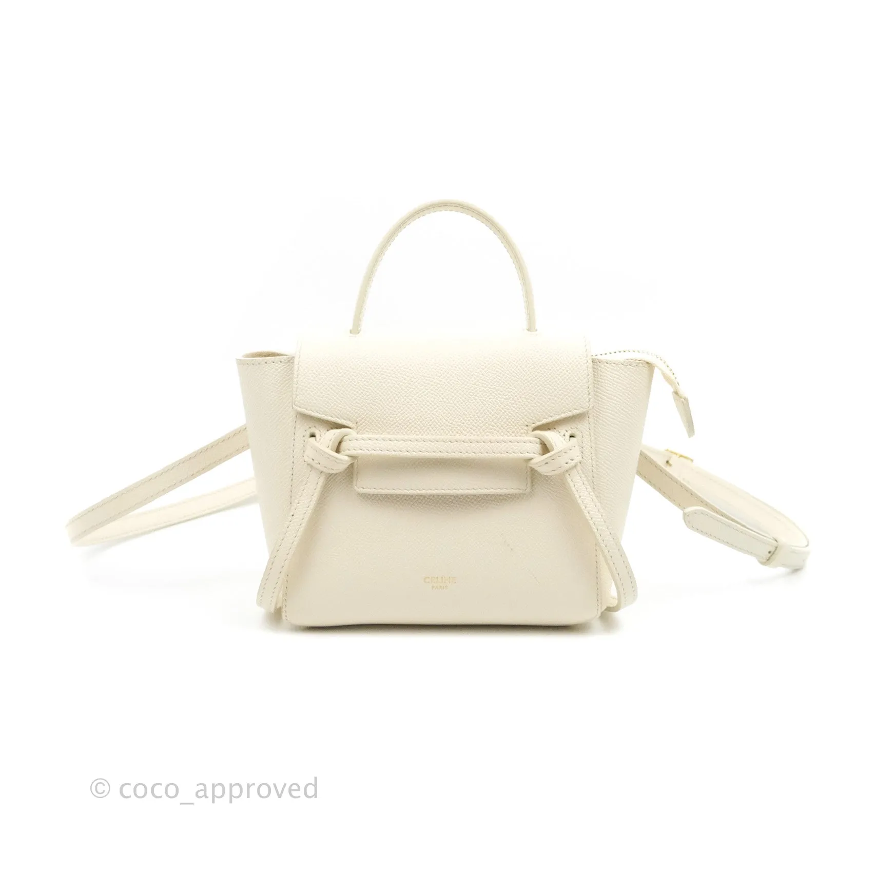 Celine Pico Belt Bag White Grained Calfskin Gold Hardware