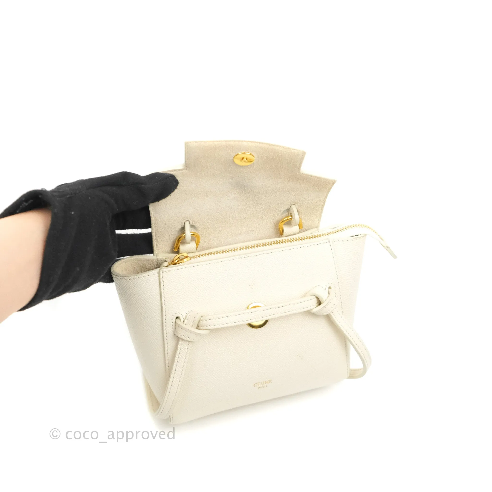 Celine Pico Belt Bag White Grained Calfskin Gold Hardware