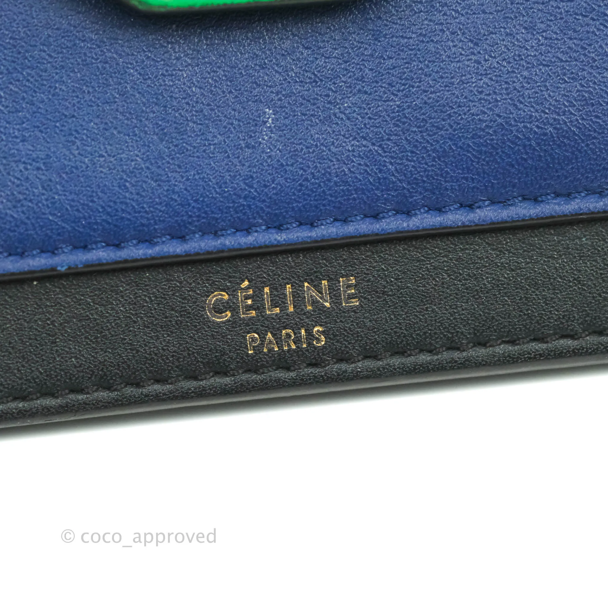 Celine Pocket Card Holder Green/Navy/Black