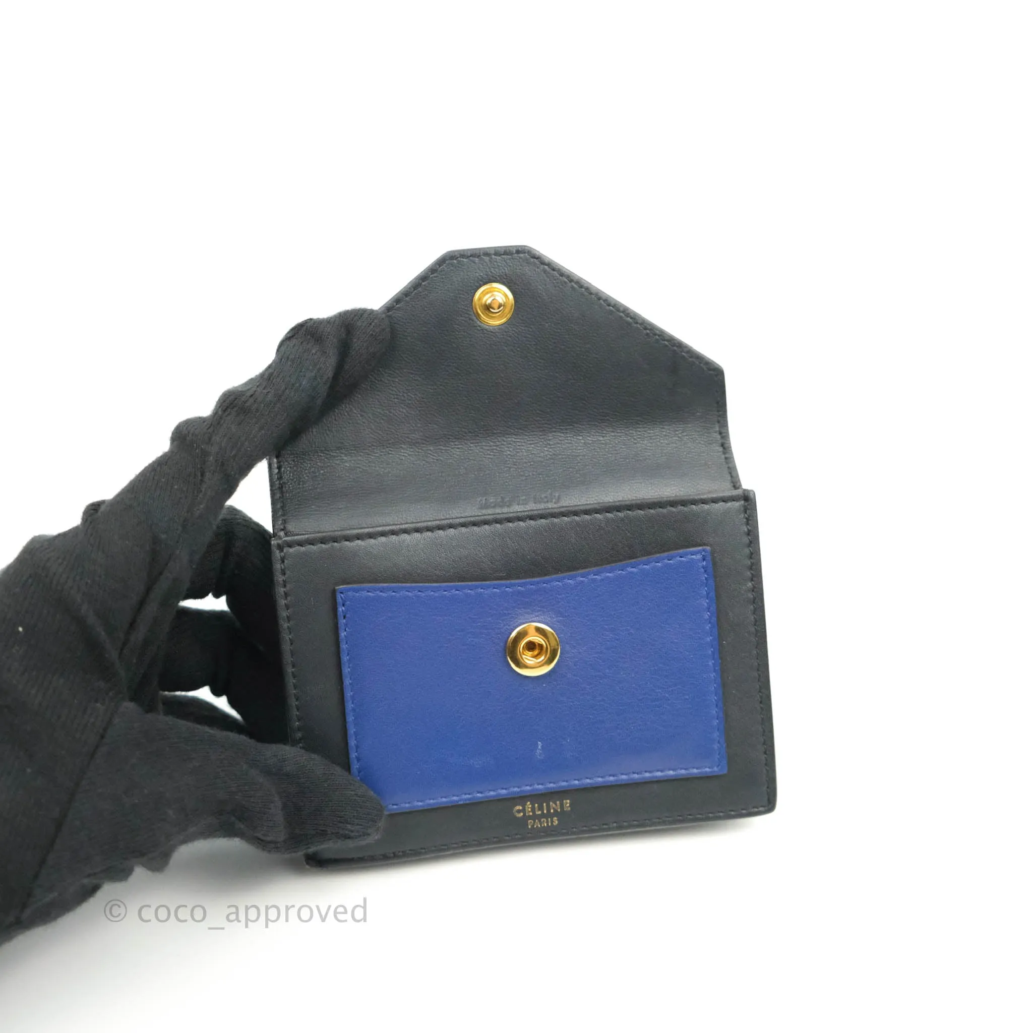 Celine Pocket Card Holder Green/Navy/Black