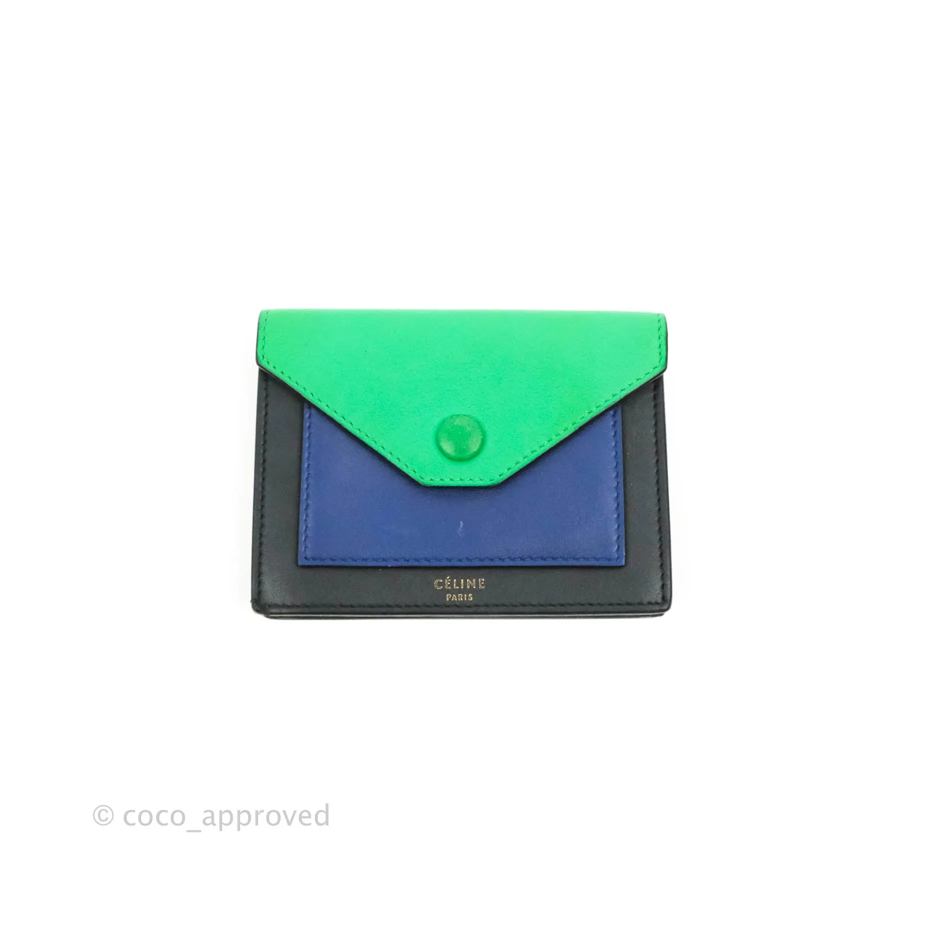 Celine Pocket Card Holder Green/Navy/Black